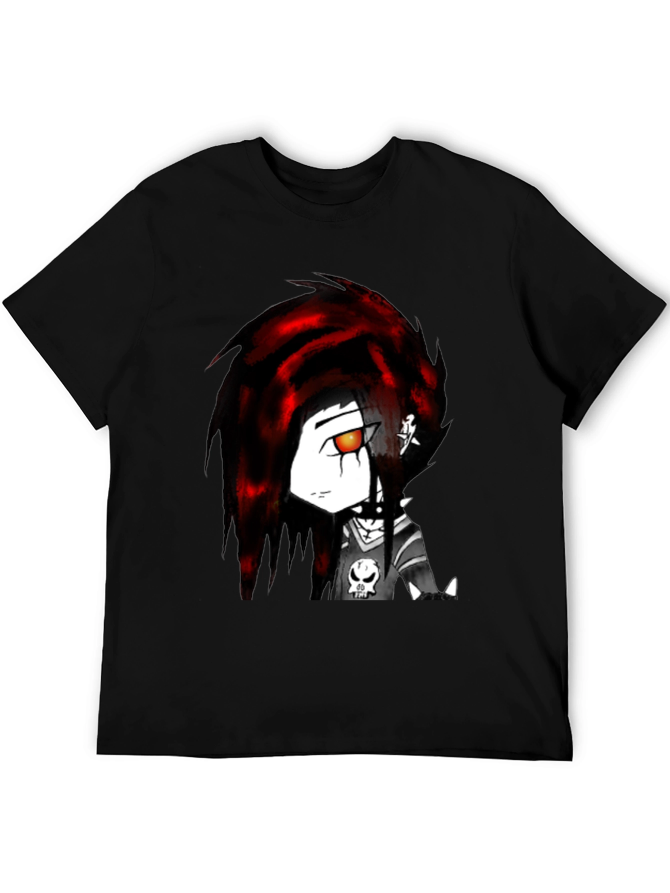 Edgy Anime Graphic Tee - Black Cotton