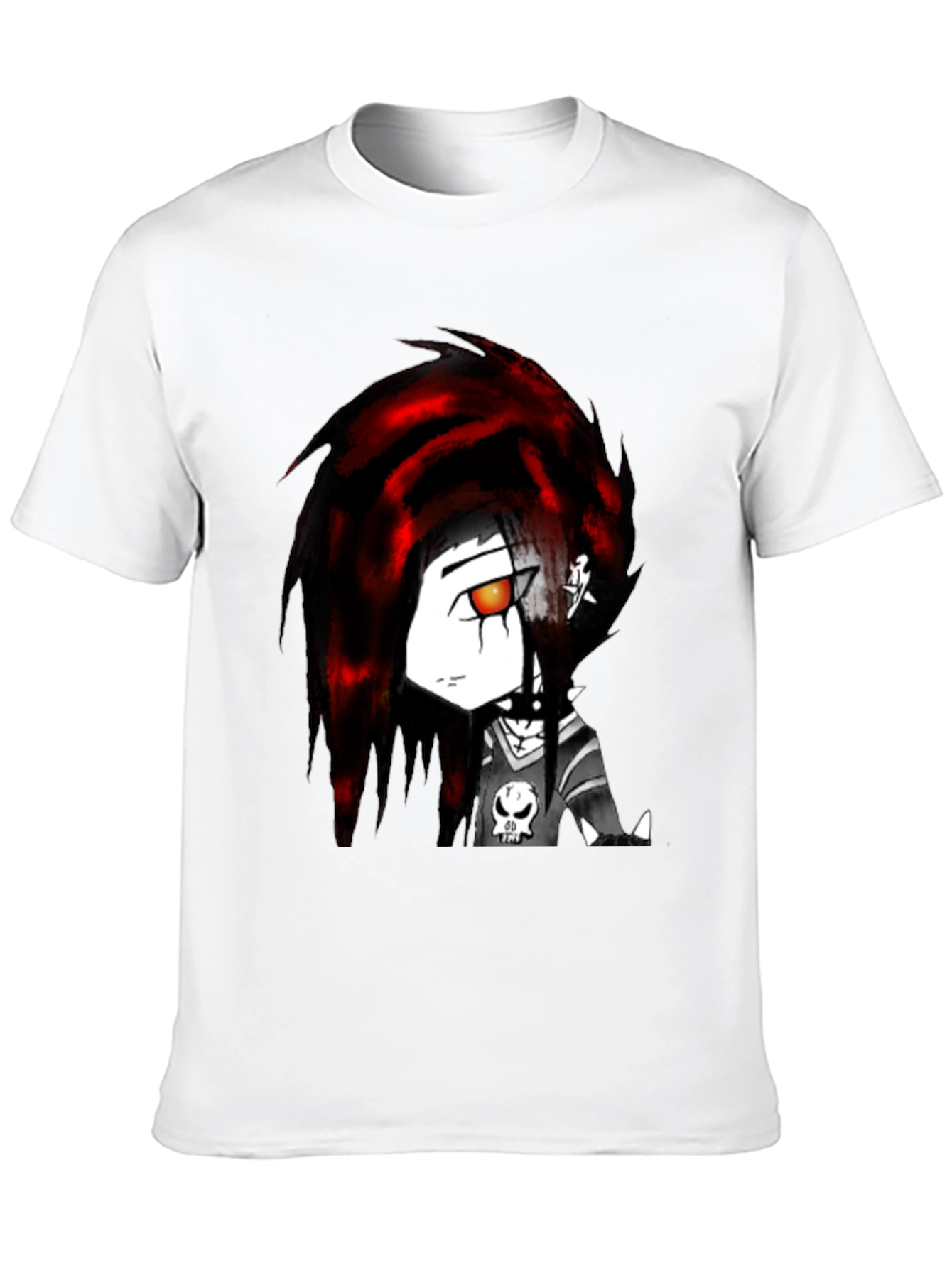 Edgy Anime Graphic Tee - Black Cotton