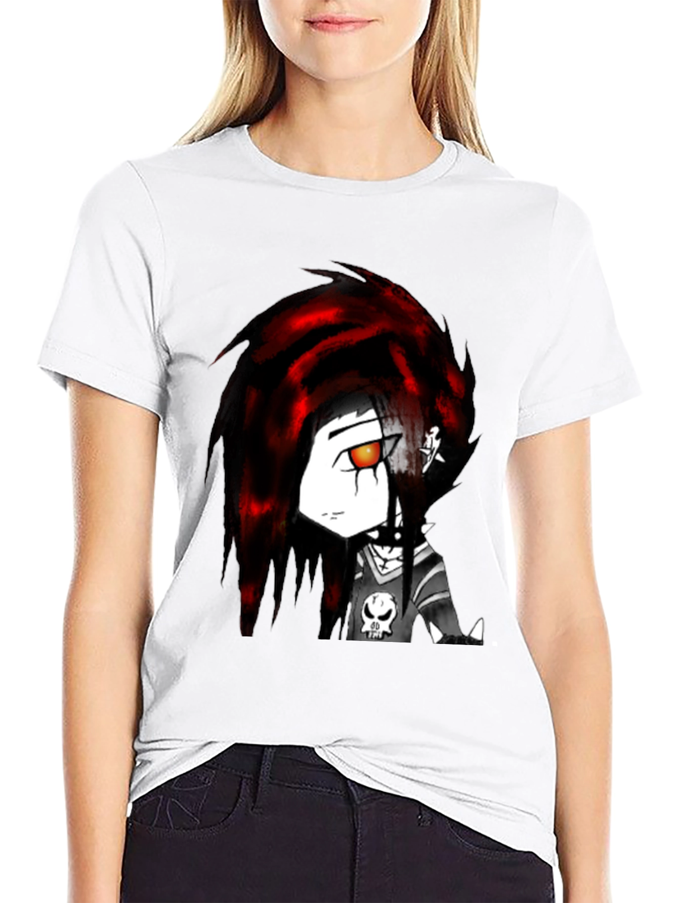 Edgy Anime Graphic Tee - Black Cotton