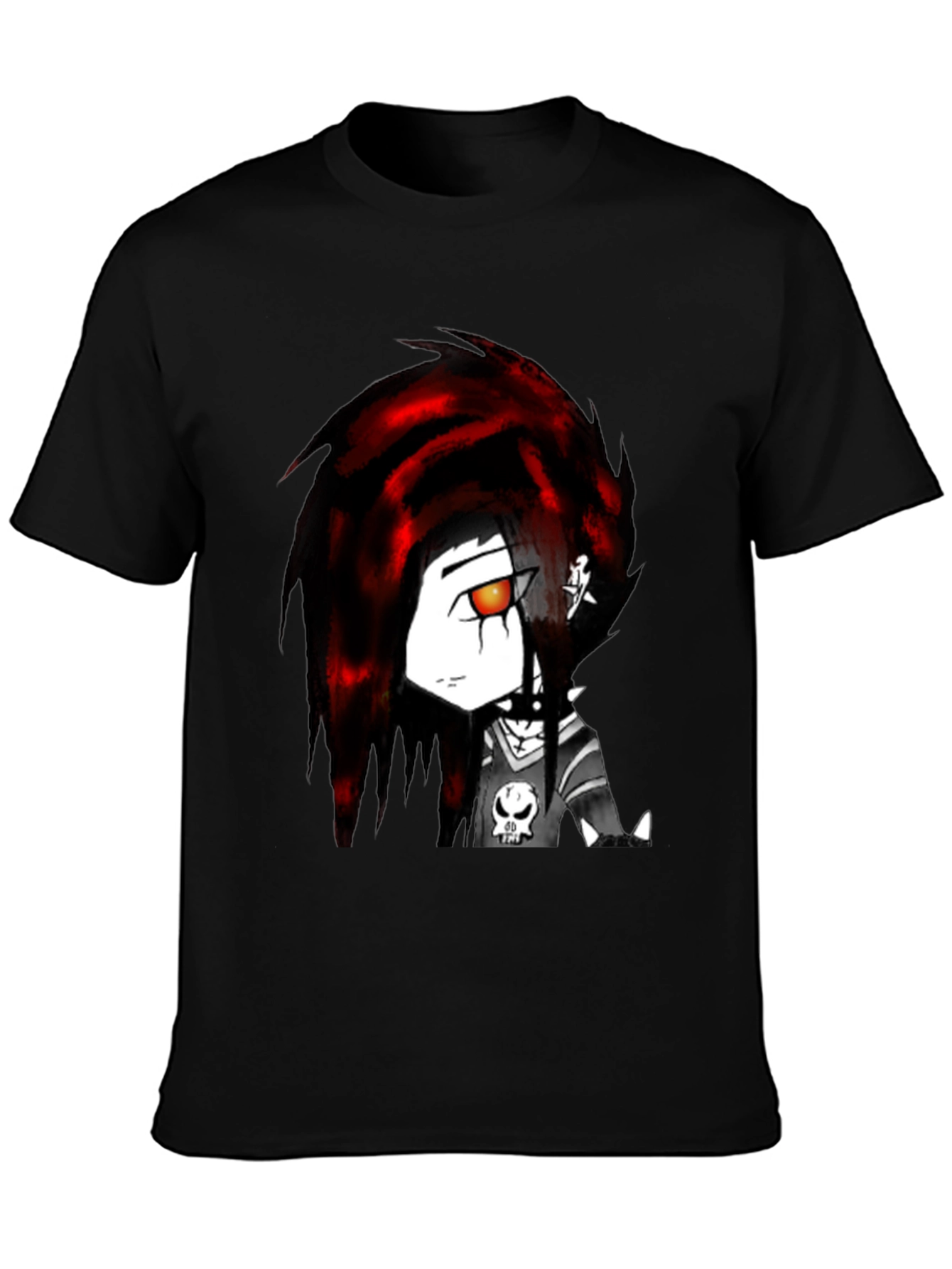 Edgy Anime Graphic Tee - Black Cotton