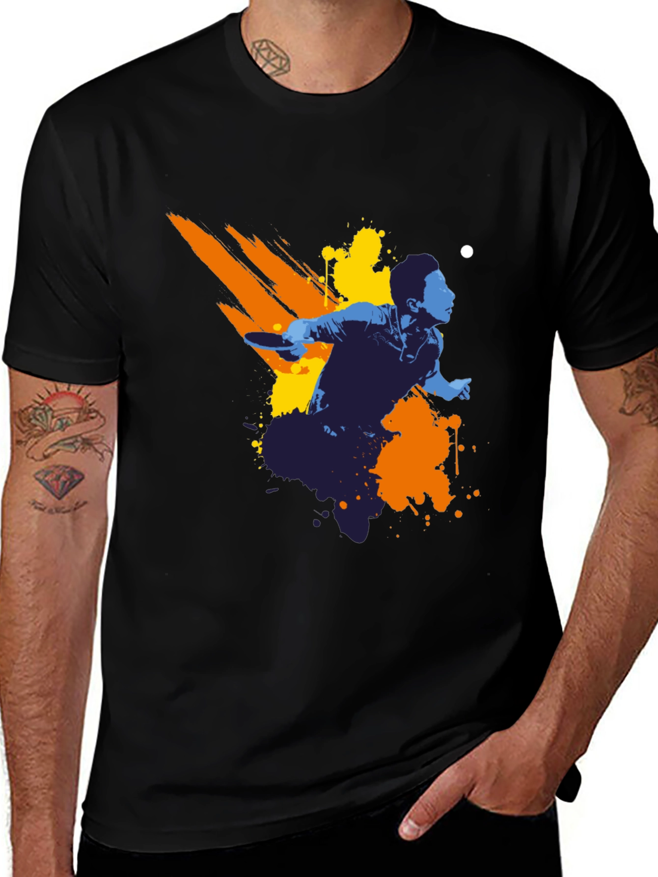 Ping Pong Player Graphic Tee - Black
