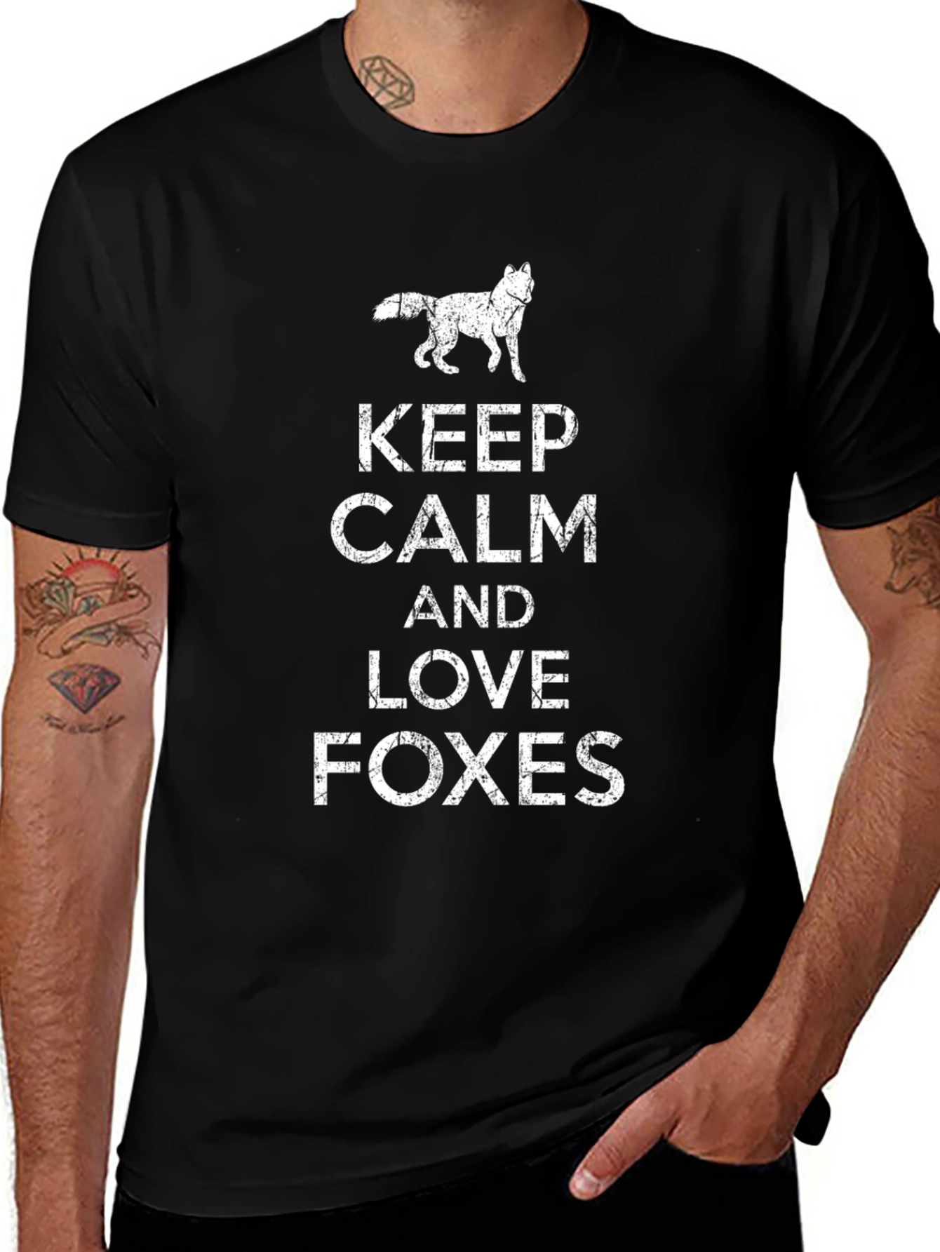 Keep Calm and Love Foxes Black T-Shirt