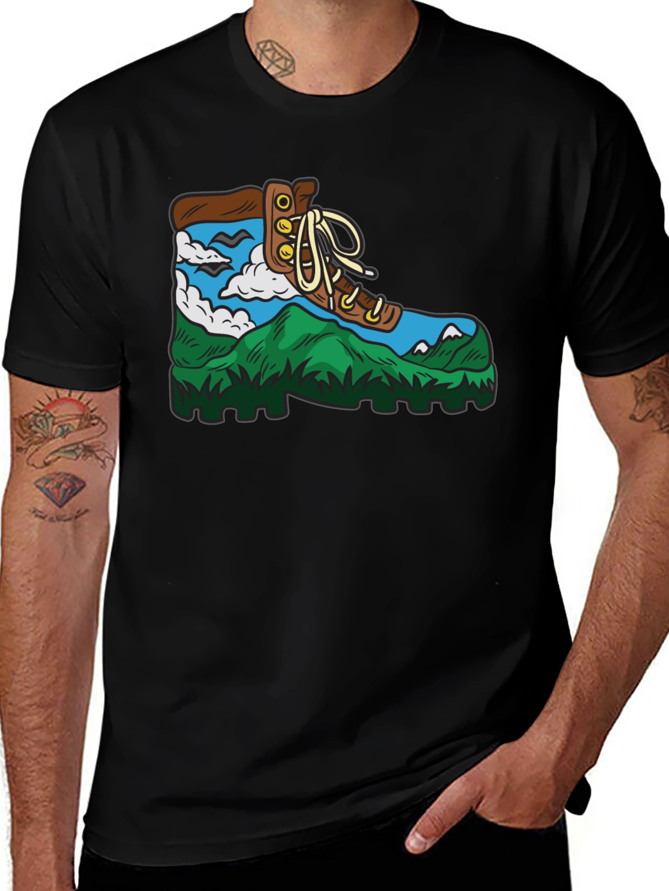 Nature Hiker Graphic T-Shirt - Black