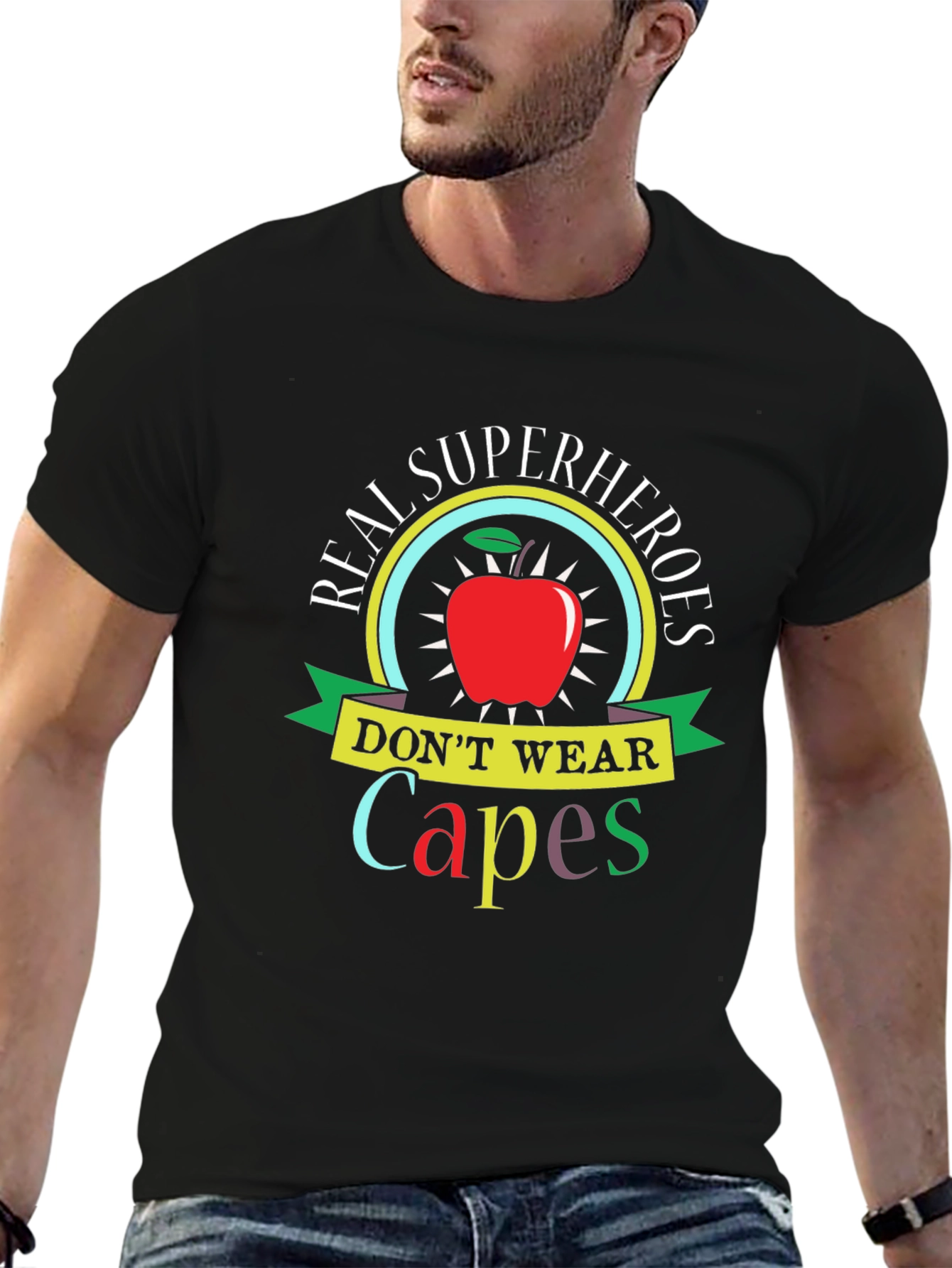 Teacher Superhero Graphic Tee - Apple & Capes