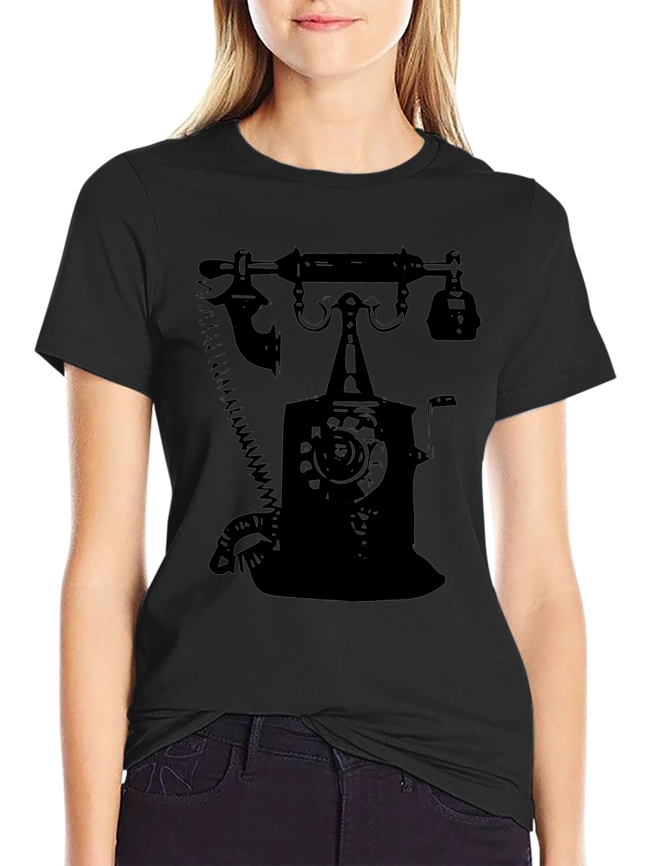 Retro Rotary Phone Graphic T-Shirt - Classic Design
