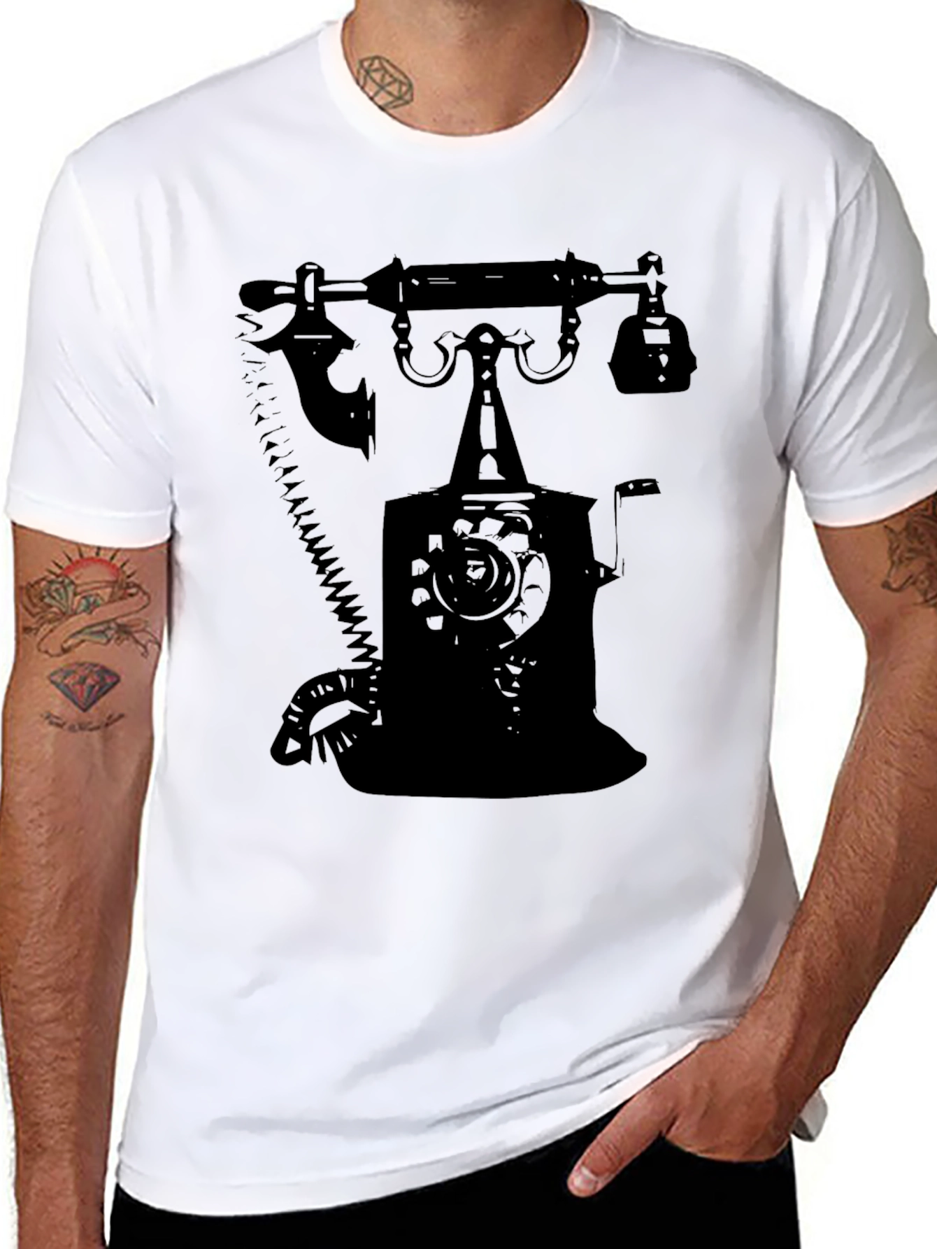 Retro Rotary Phone Graphic T-Shirt - Classic Design