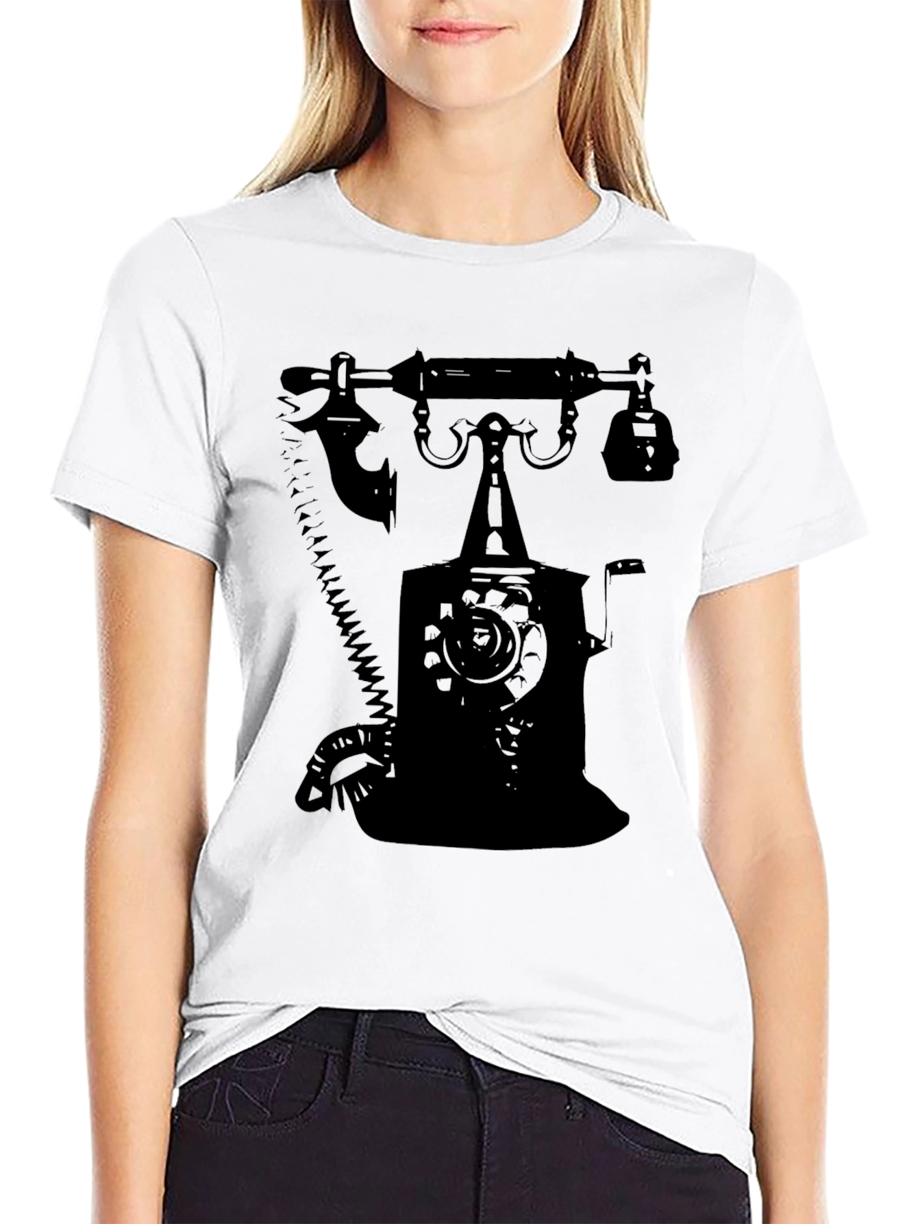Retro Rotary Phone Graphic T-Shirt - Classic Design