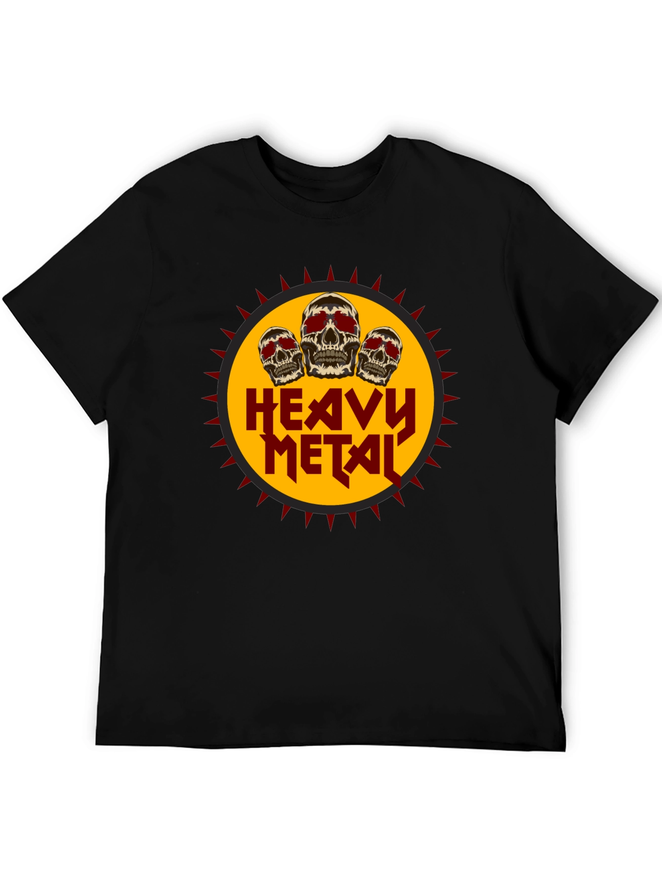 Heavy Metal Skull Graphic Tee - Black Cotton T-Shirt