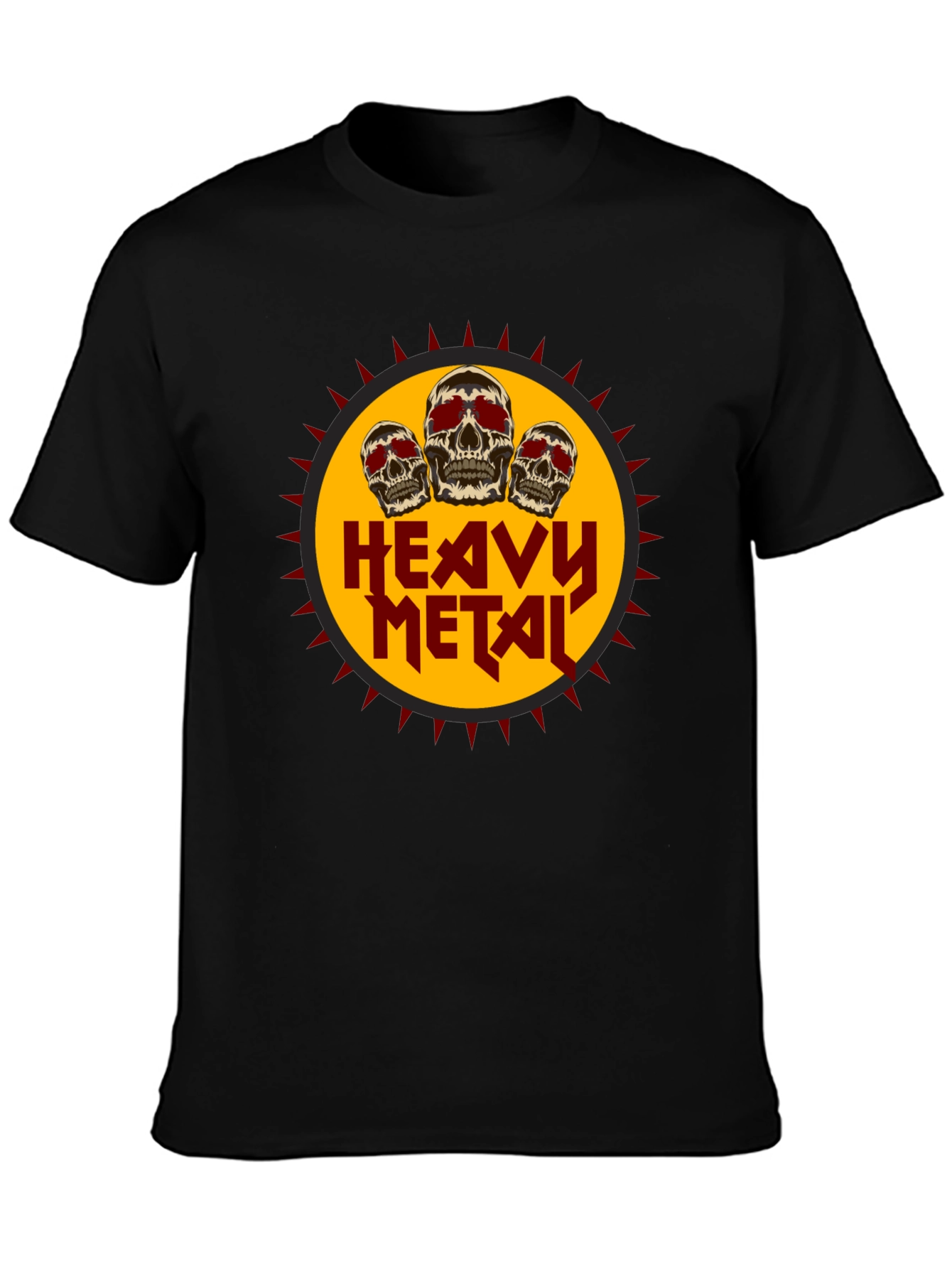 Heavy Metal Skull Graphic Tee - Black Cotton T-Shirt