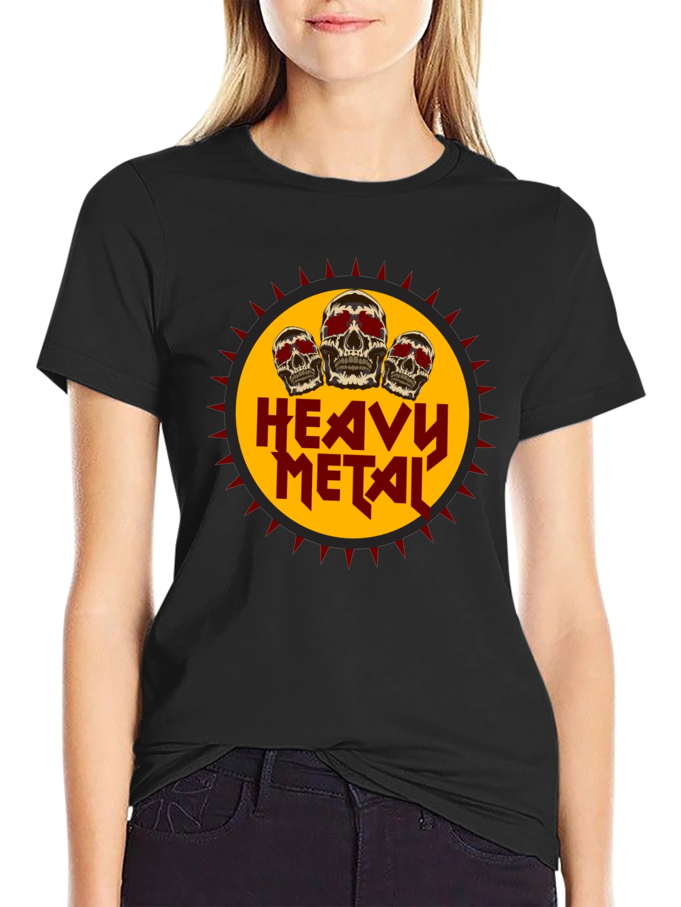 Heavy Metal Skull Graphic Tee - Black Cotton T-Shirt