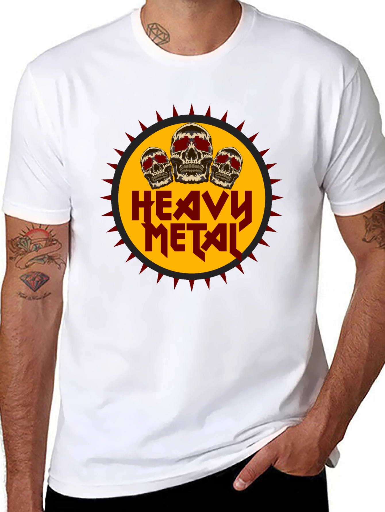 Heavy Metal Skull Graphic Tee - Black Cotton T-Shirt
