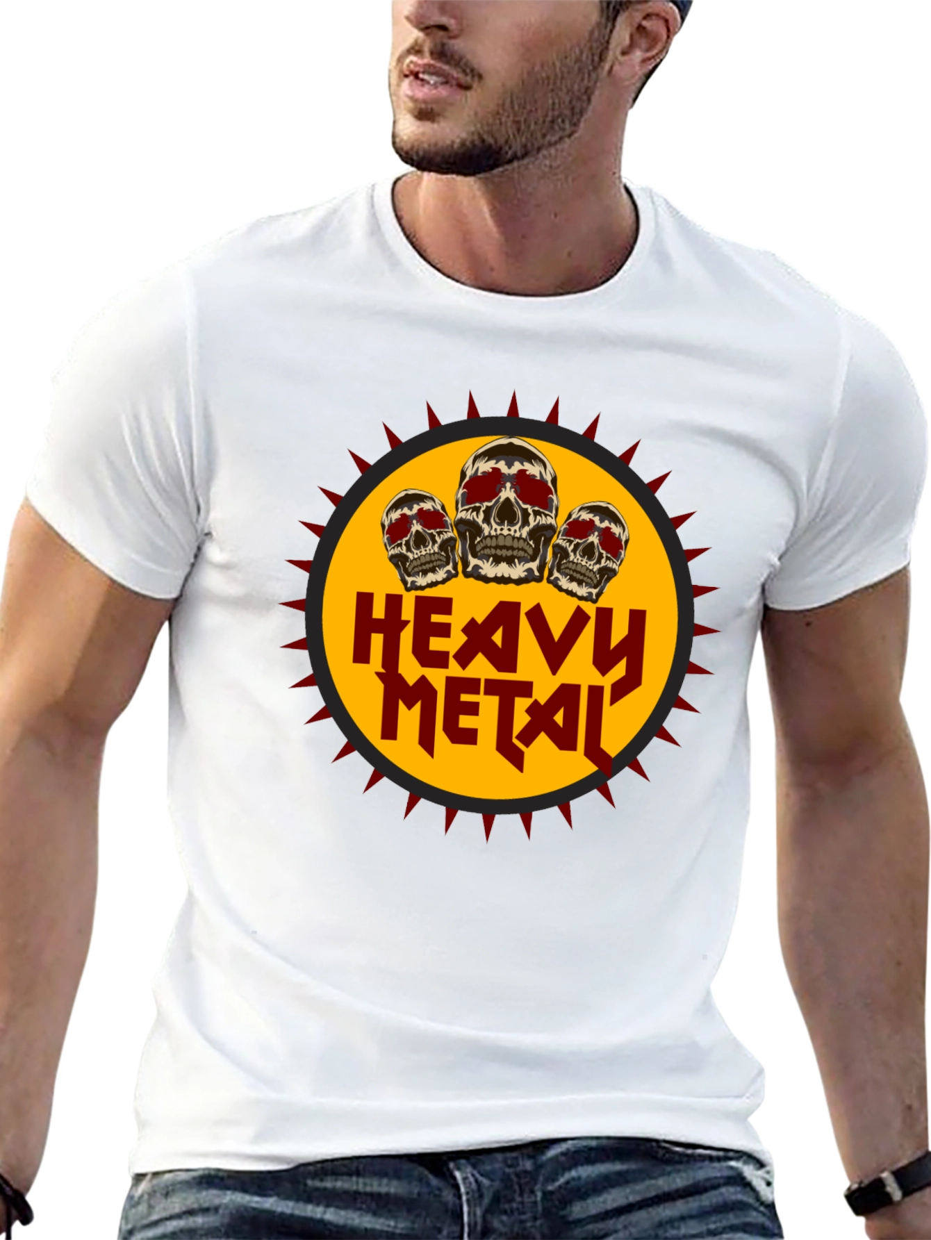 Heavy Metal Skull Graphic Tee - Black Cotton T-Shirt