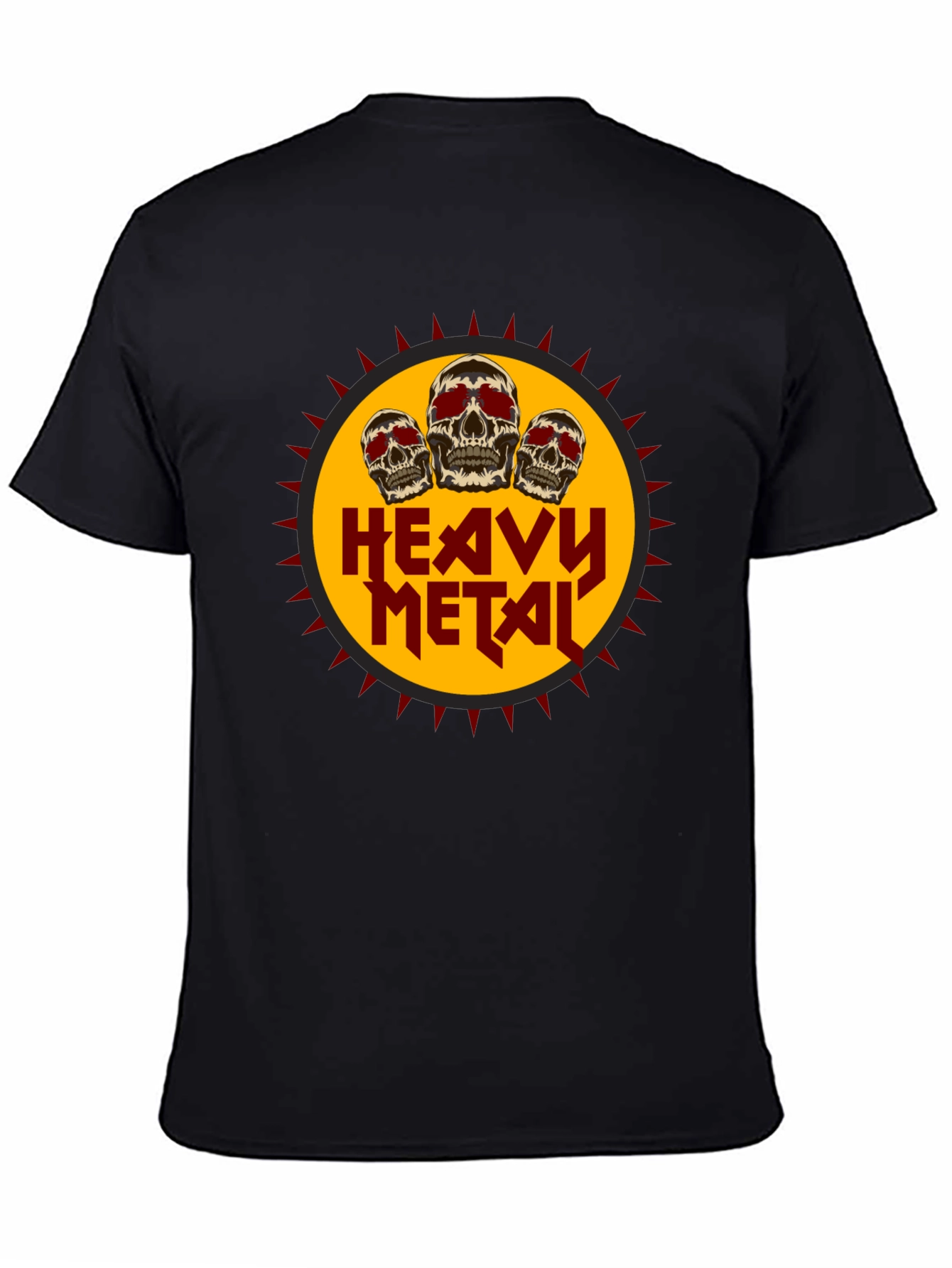 Heavy Metal Skull Graphic Tee - Black Cotton T-Shirt