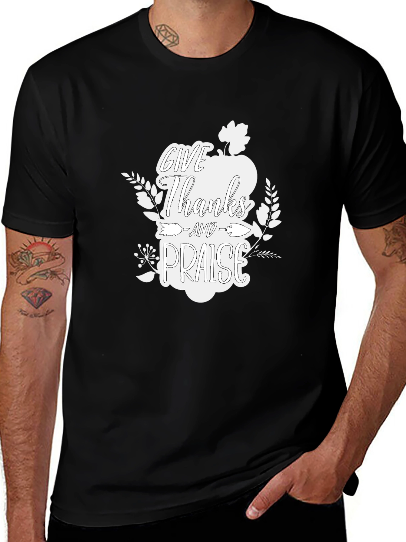 Thanksgiving Graphic Print Crew Neck Tee