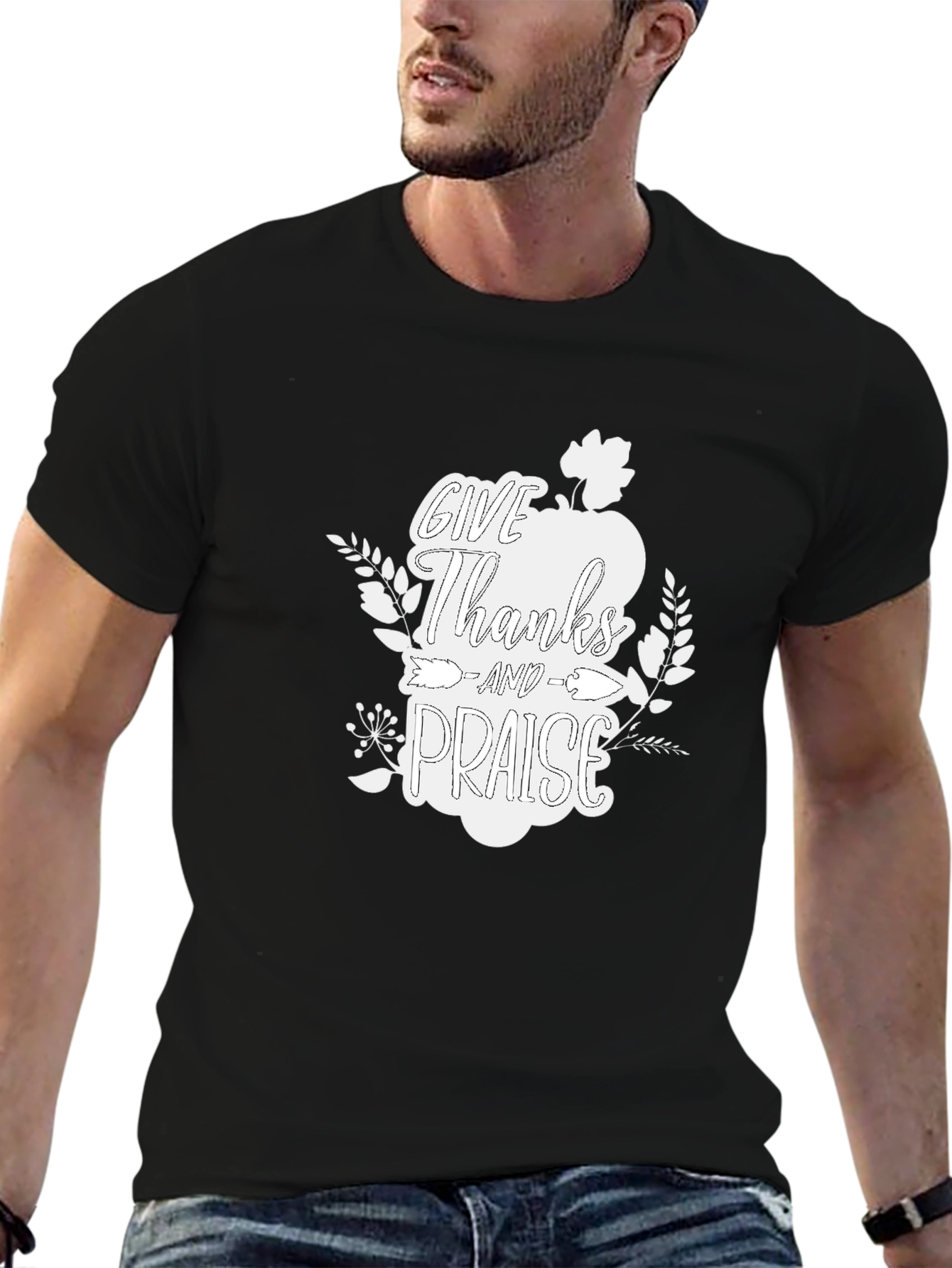 Thanksgiving Graphic Print Crew Neck Tee