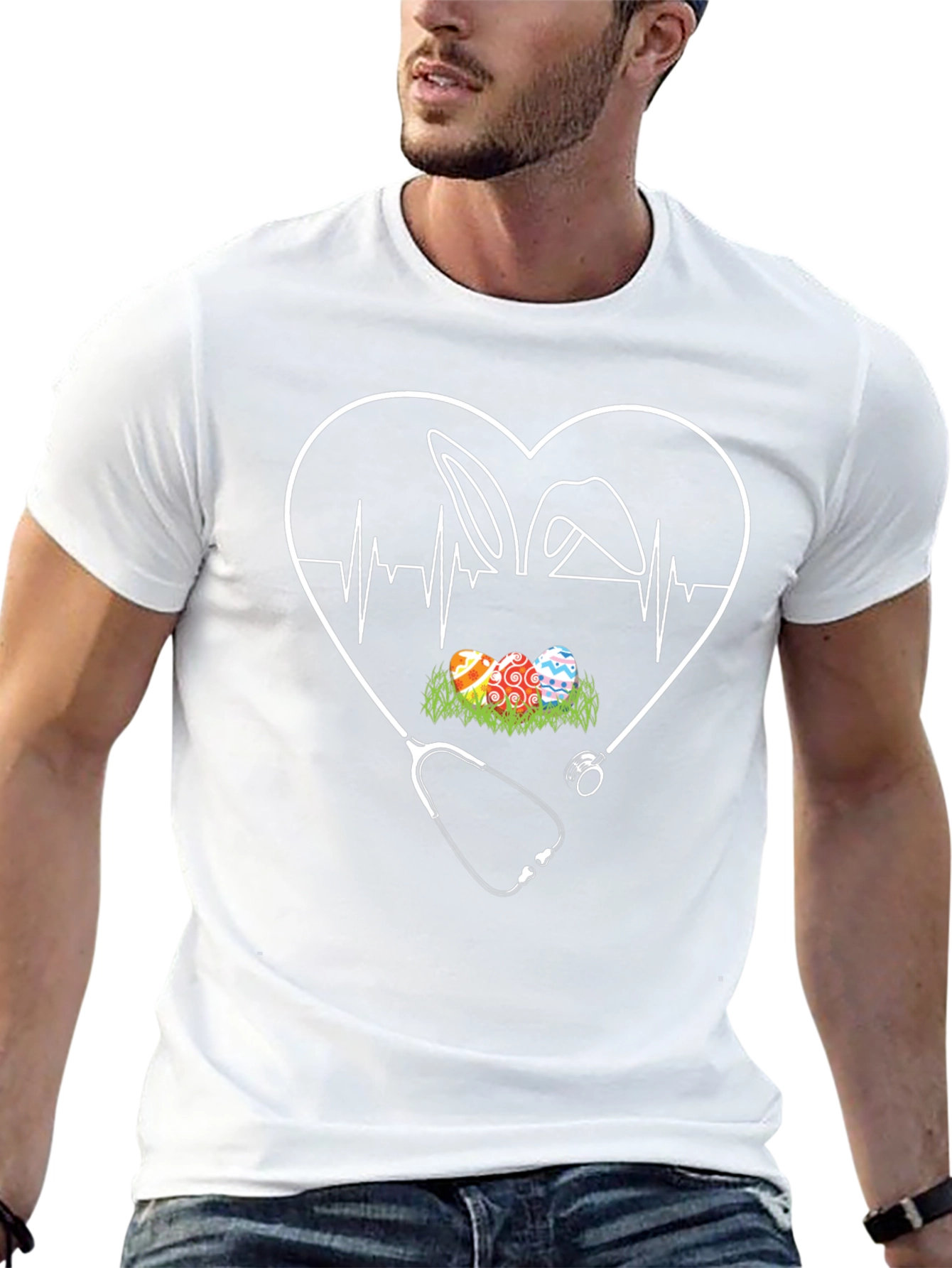 Easter Nurse T-Shirt - Heartbeat Bunny Egg Design
