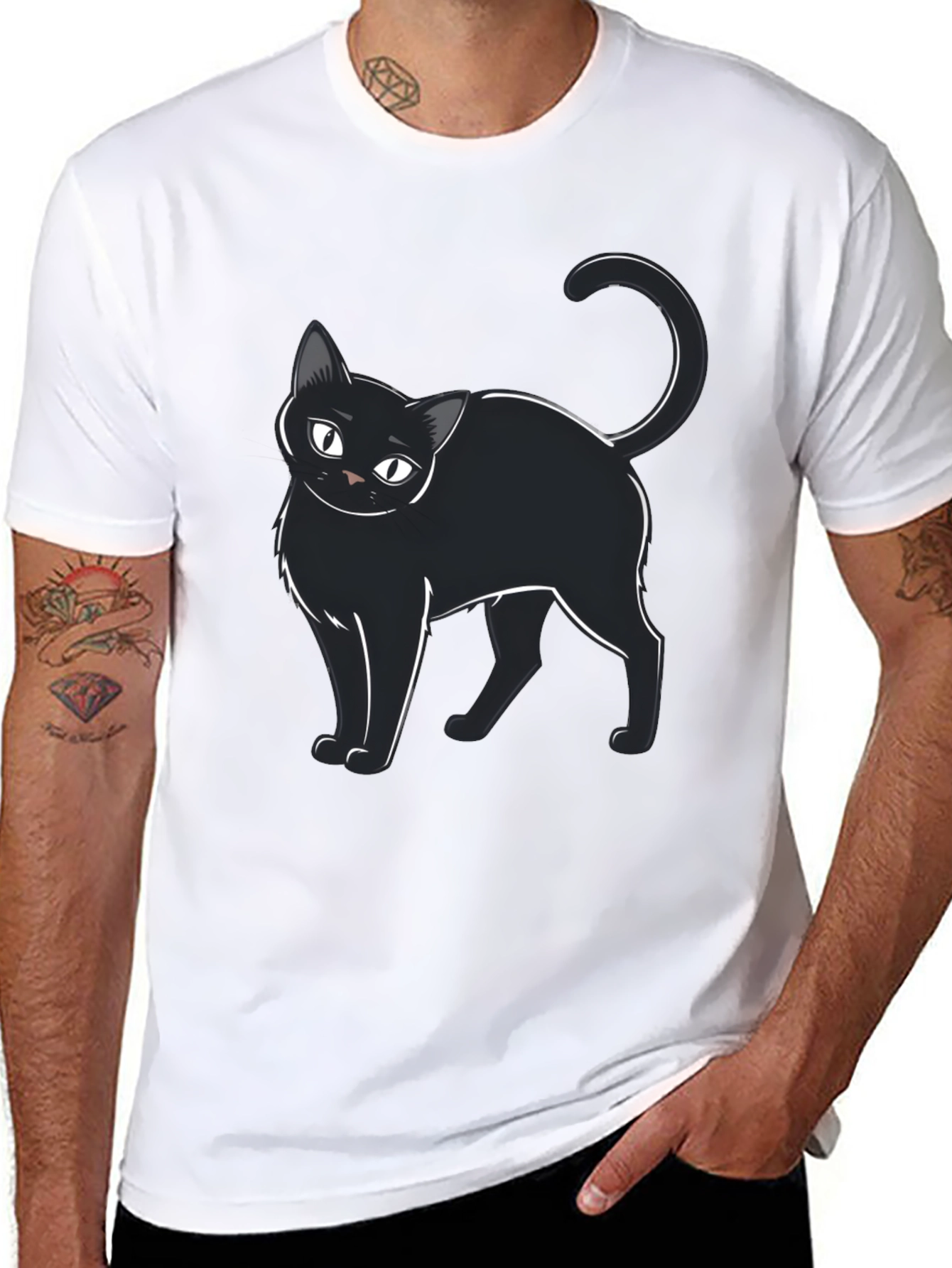 Black Cat Cartoon T-Shirt