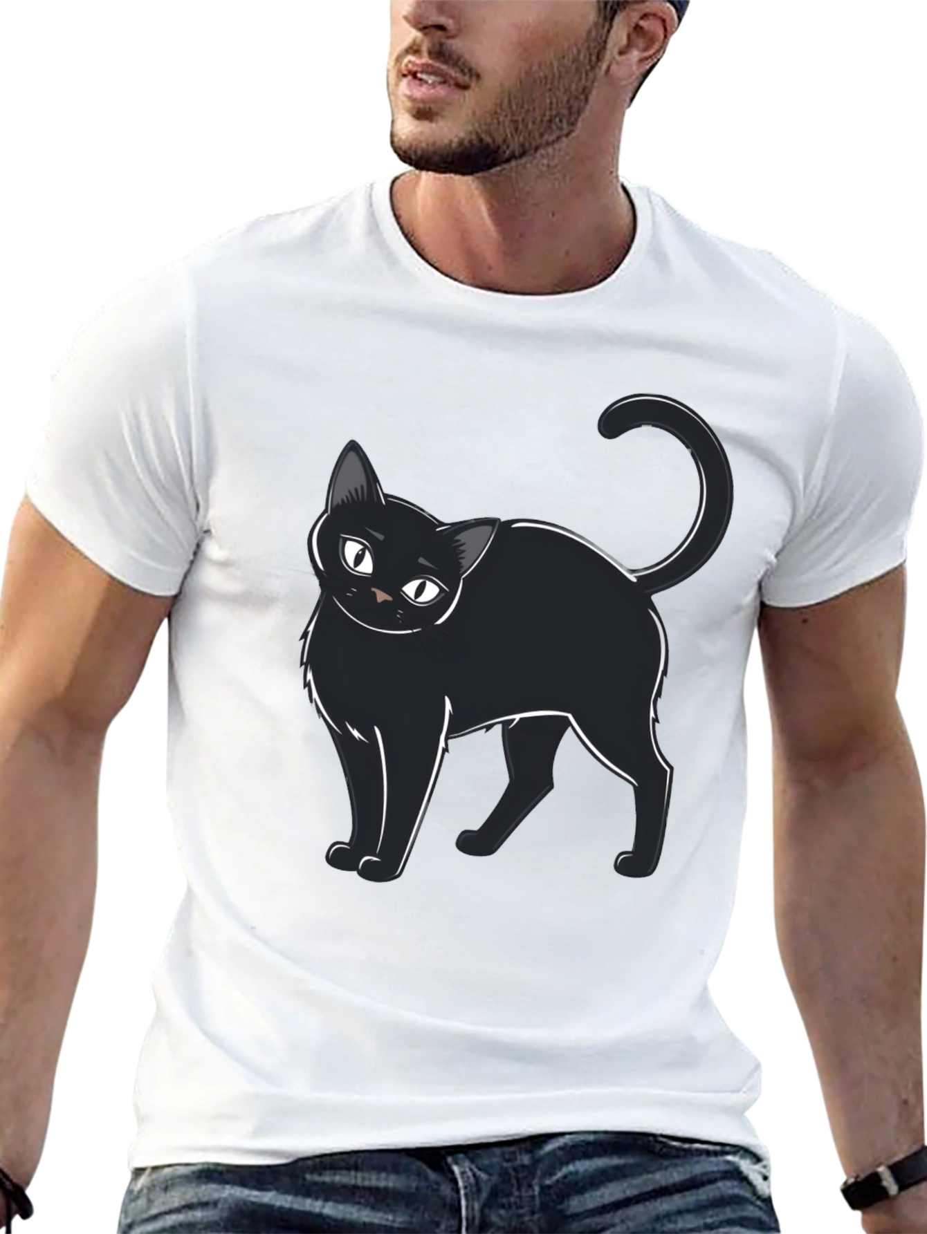 Black Cat Cartoon T-Shirt