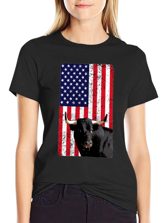 American Flag Bull T-Shirt