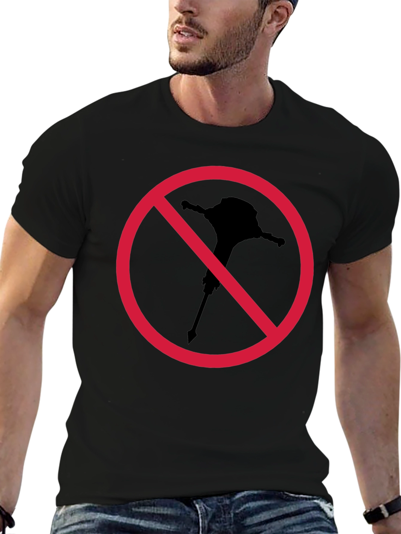 Novelty Black T-Shirt - No Mallet Symbol