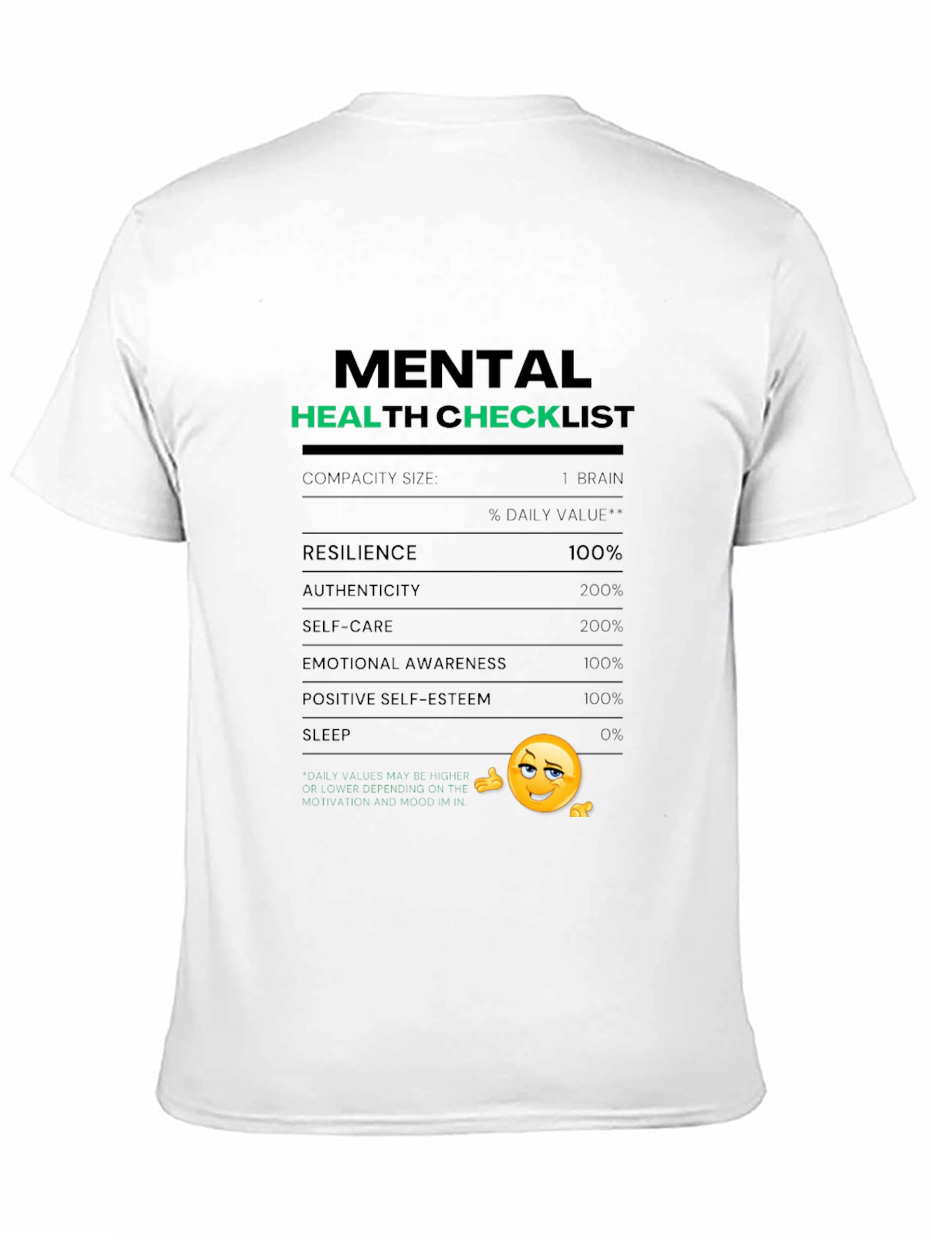 Mental Health Checklist T-Shirt - Black