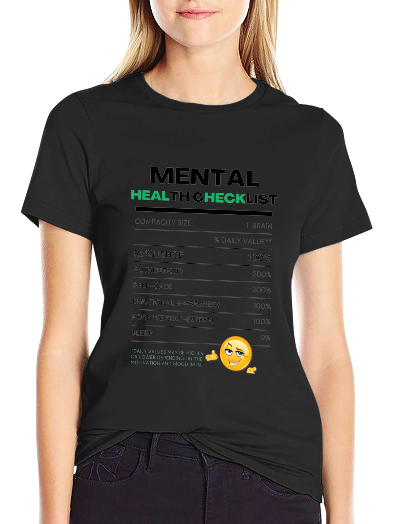 Mental Health Checklist T-Shirt - Black