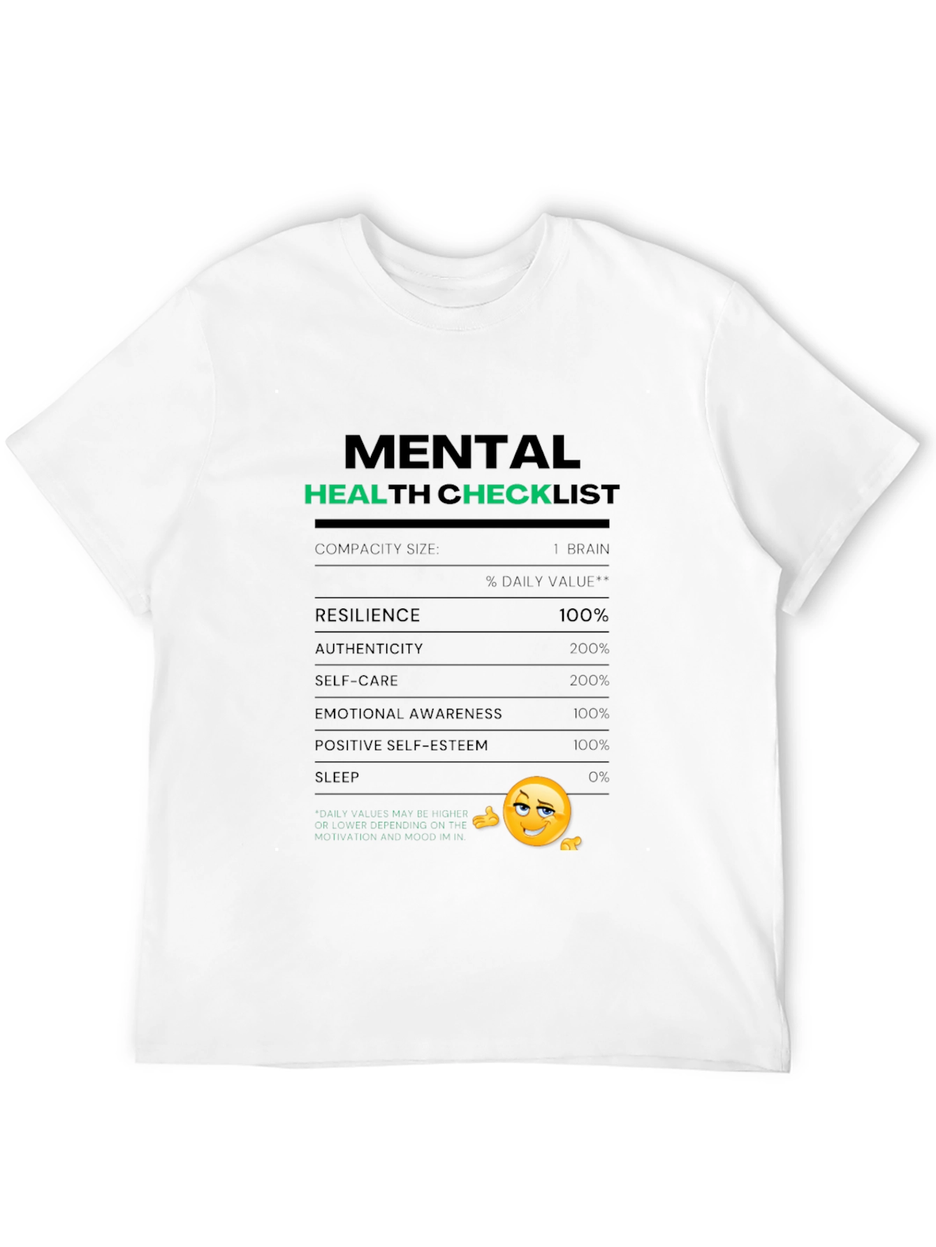 Mental Health Checklist T-Shirt - Black