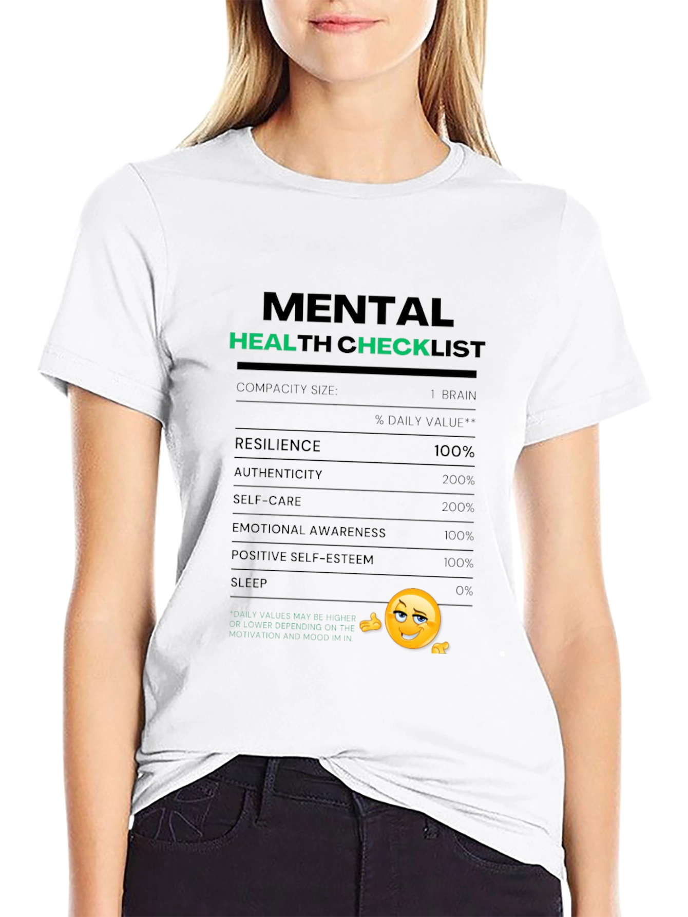 Mental Health Checklist T-Shirt - Black