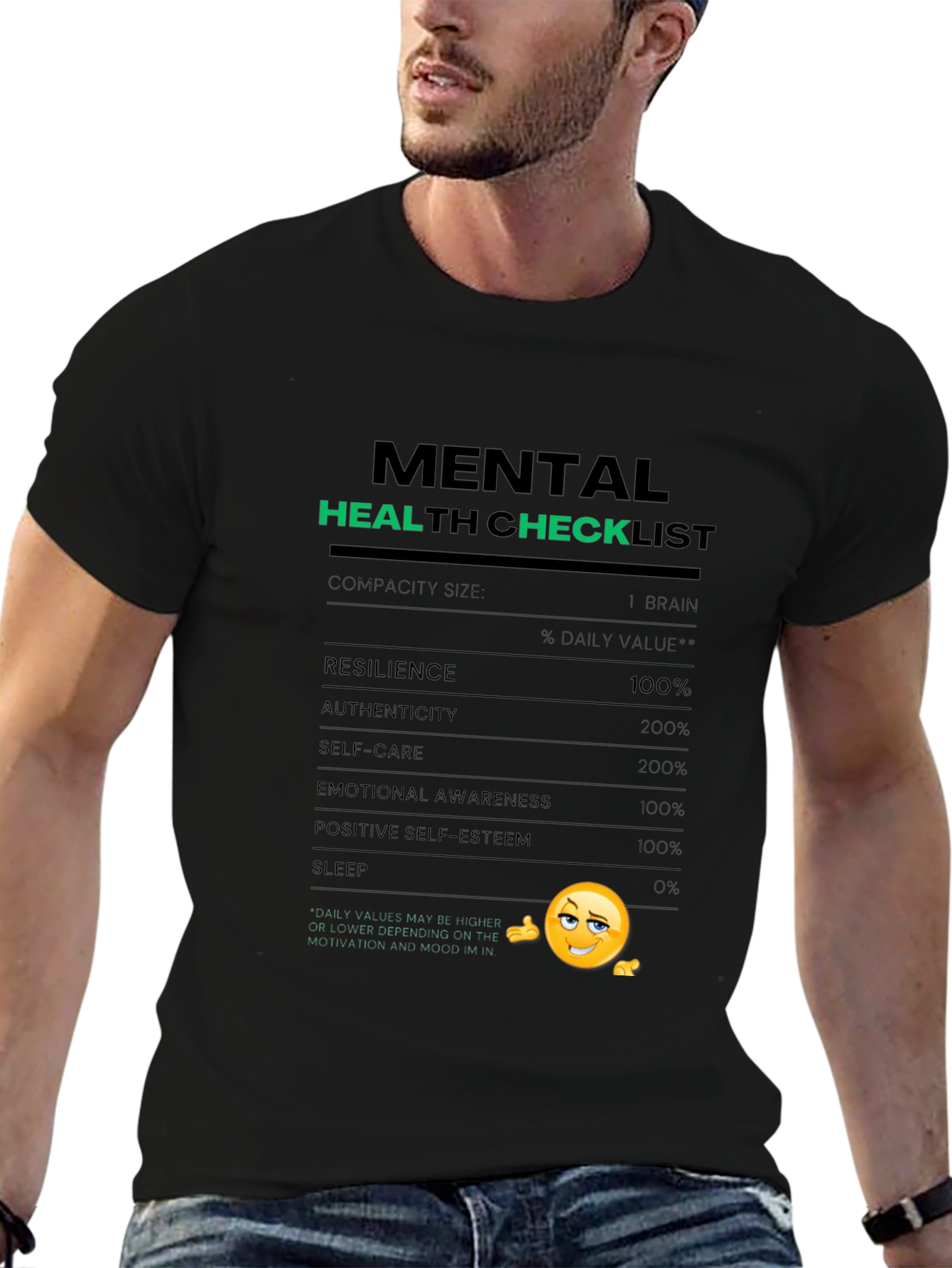 Mental Health Checklist T-Shirt - Black