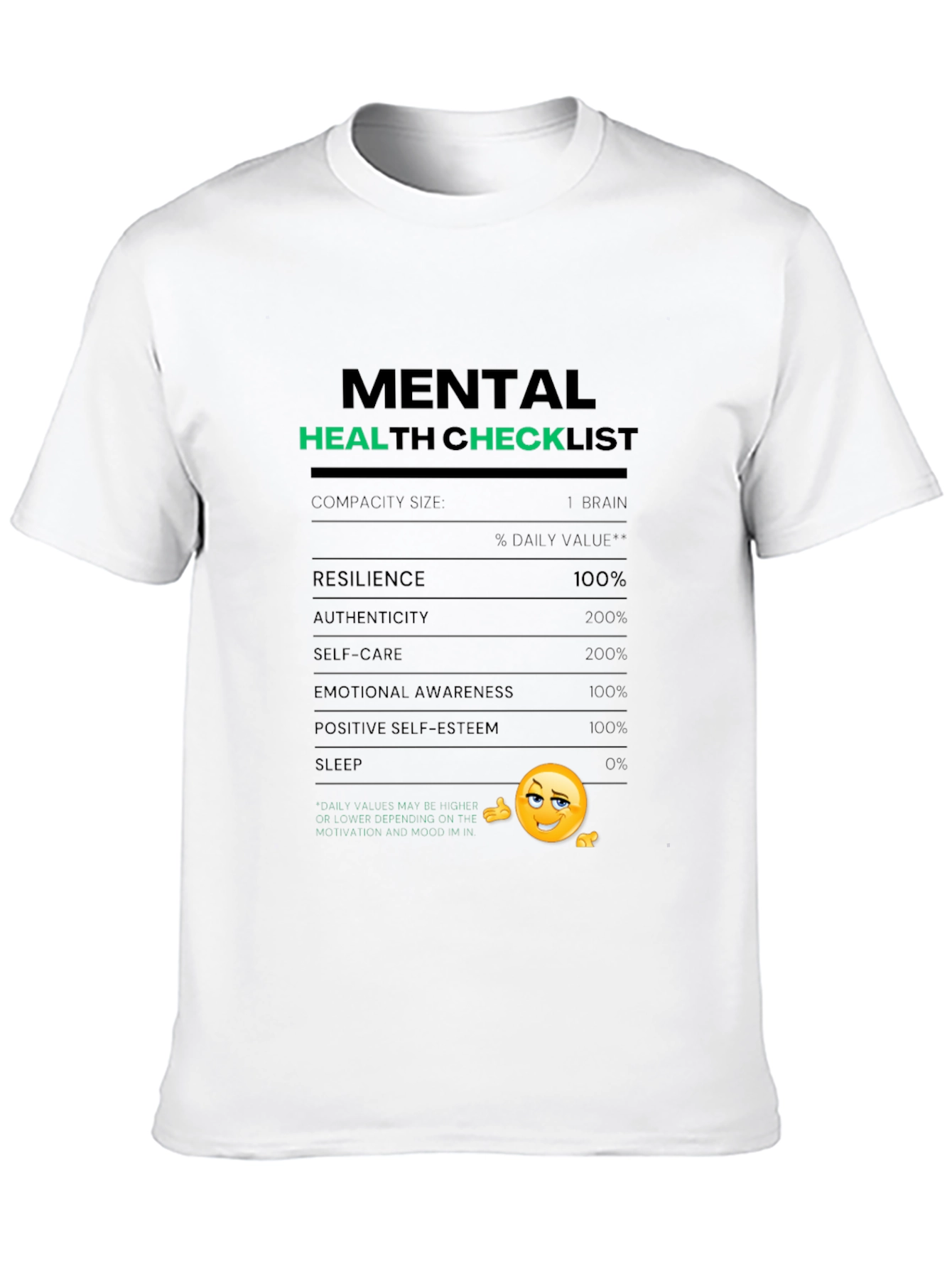 Mental Health Checklist T-Shirt - Black