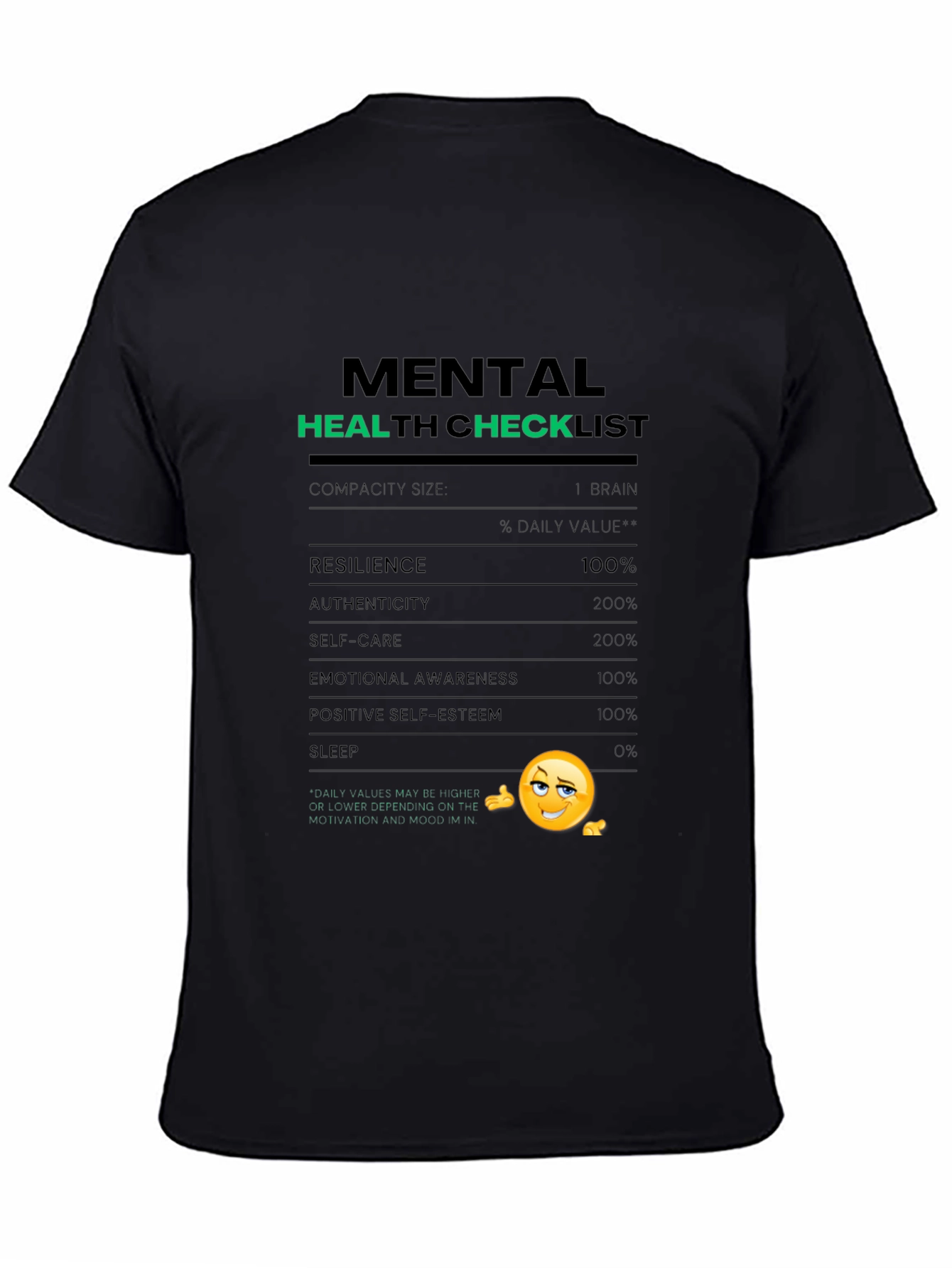 Mental Health Checklist T-Shirt - Black