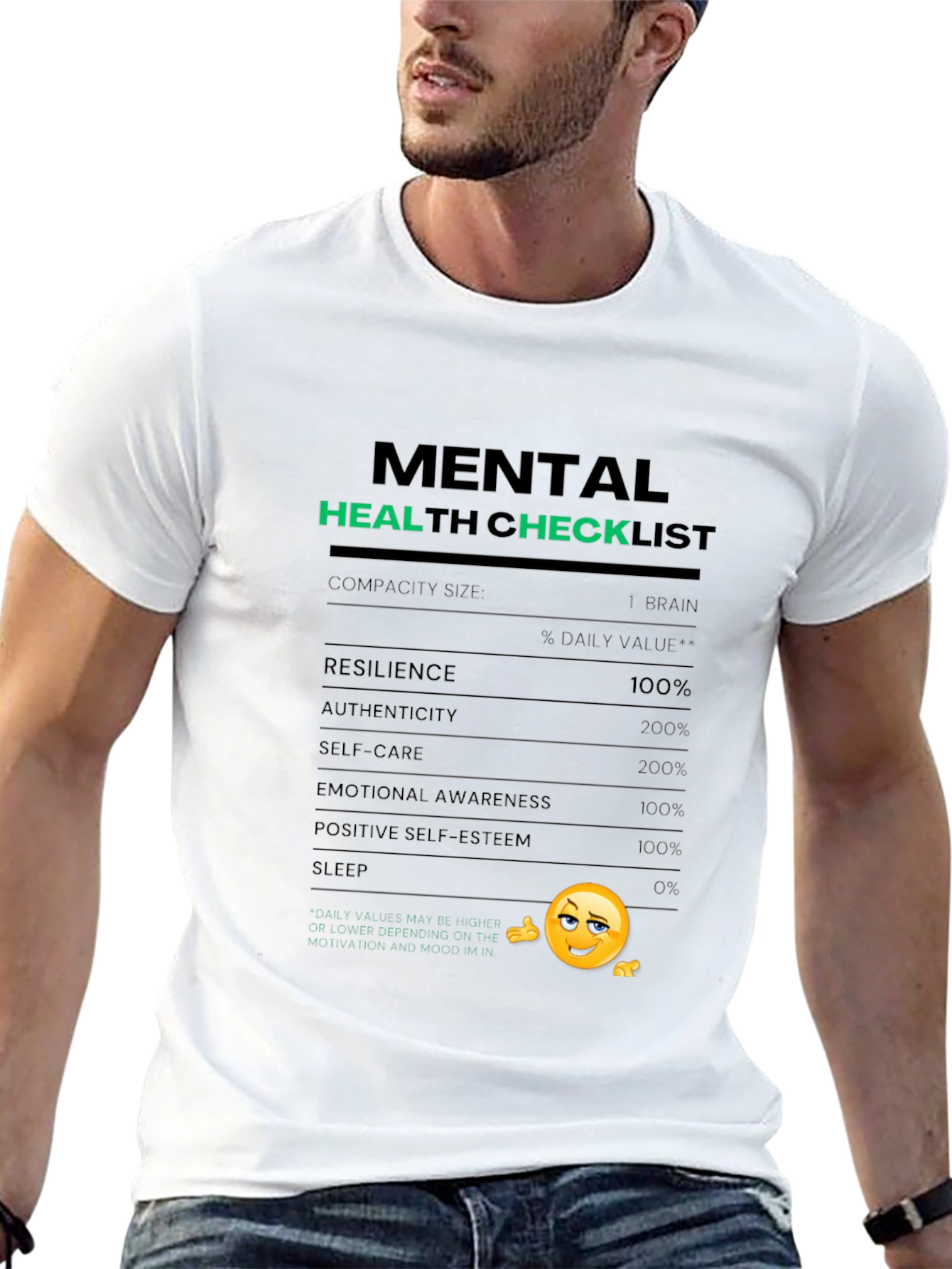 Mental Health Checklist T-Shirt - Black