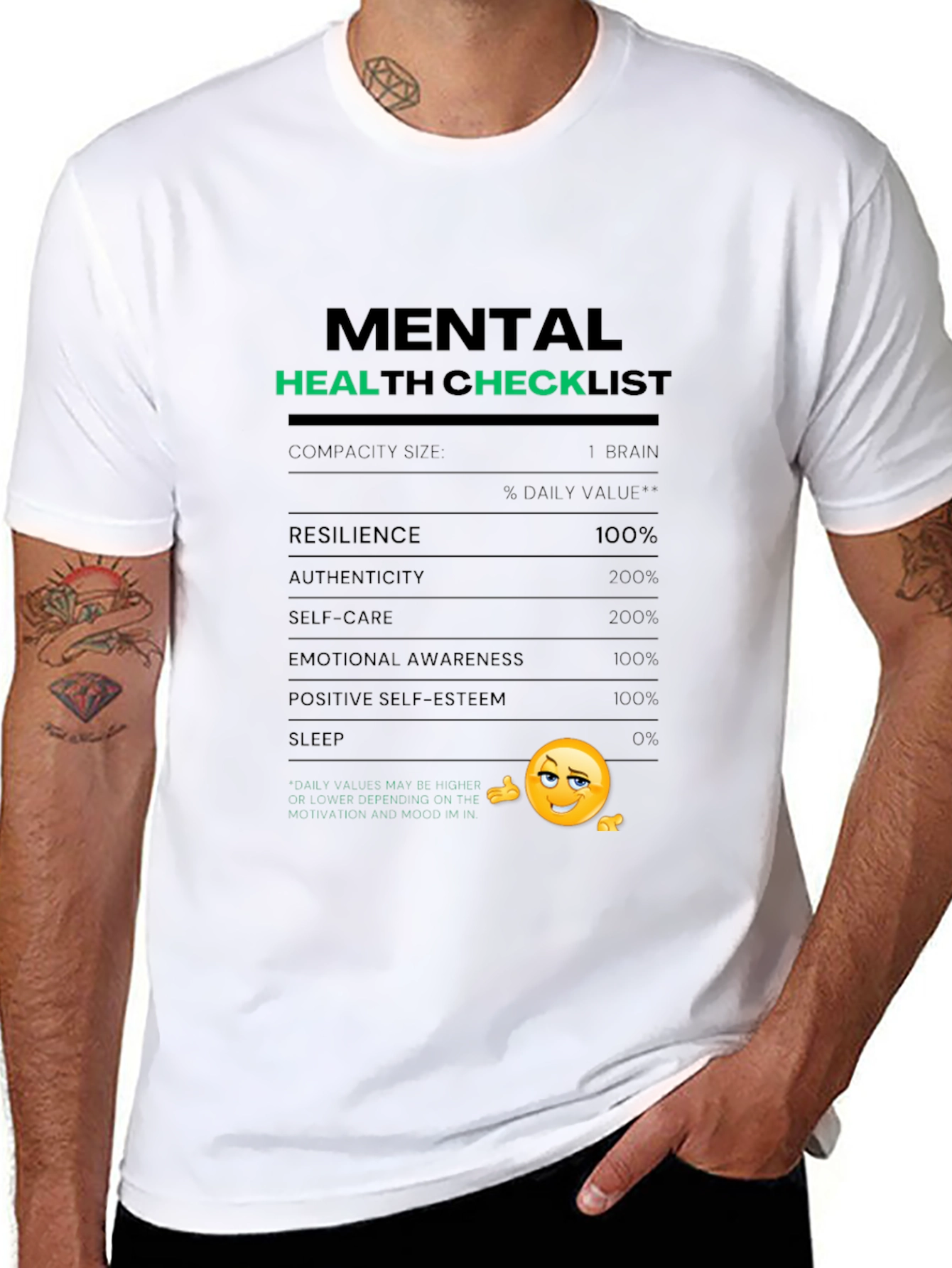 Mental Health Checklist T-Shirt - Black