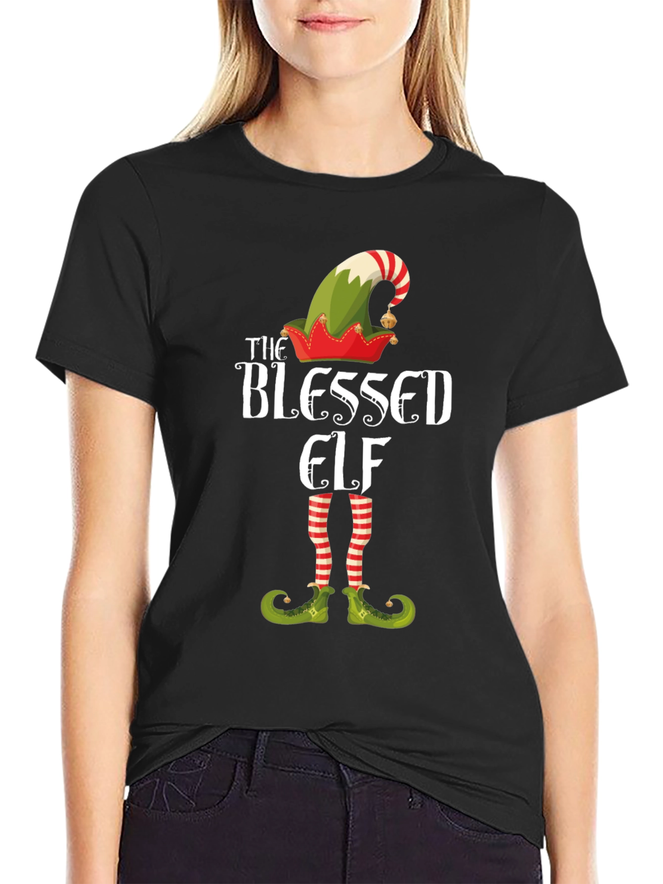 The Blessed Elf Christmas Graphic T-Shirt