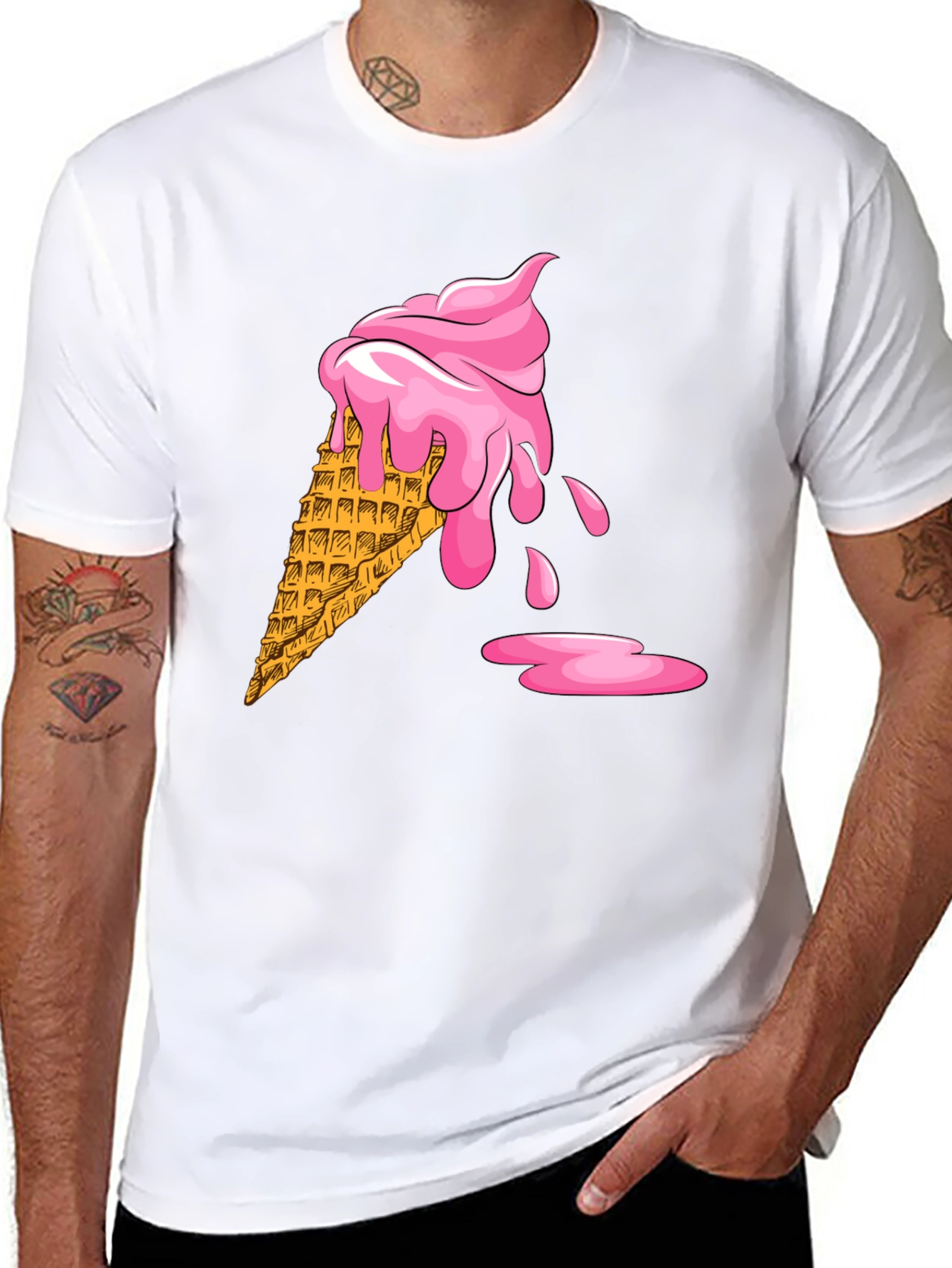 Ice Cream Cone Graphic Black T-Shirt