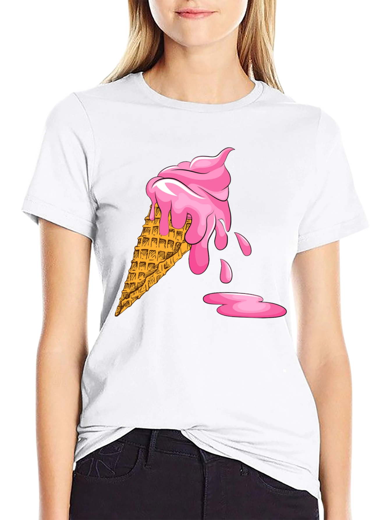 Ice Cream Cone Graphic Black T-Shirt