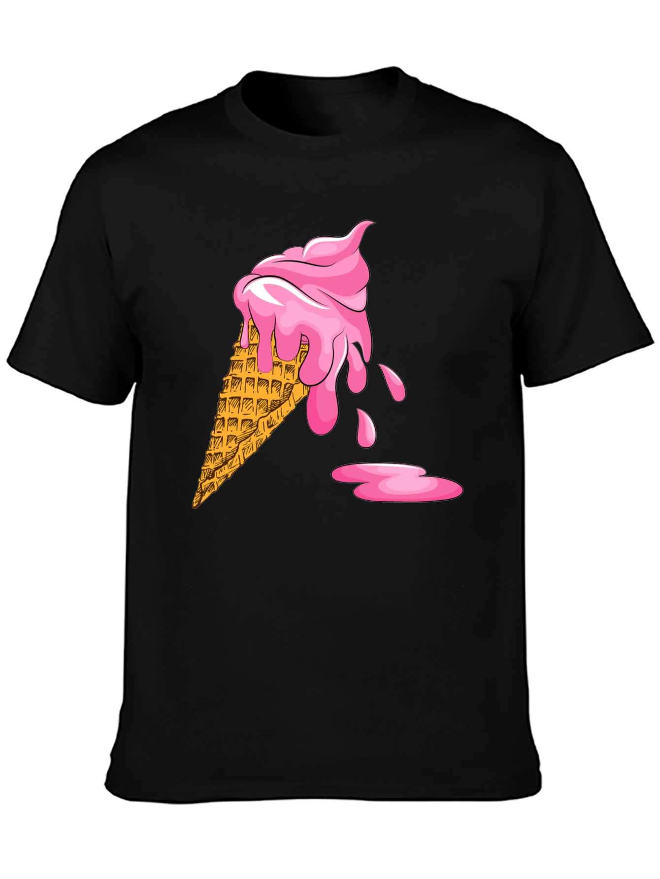 Ice Cream Cone Graphic Black T-Shirt