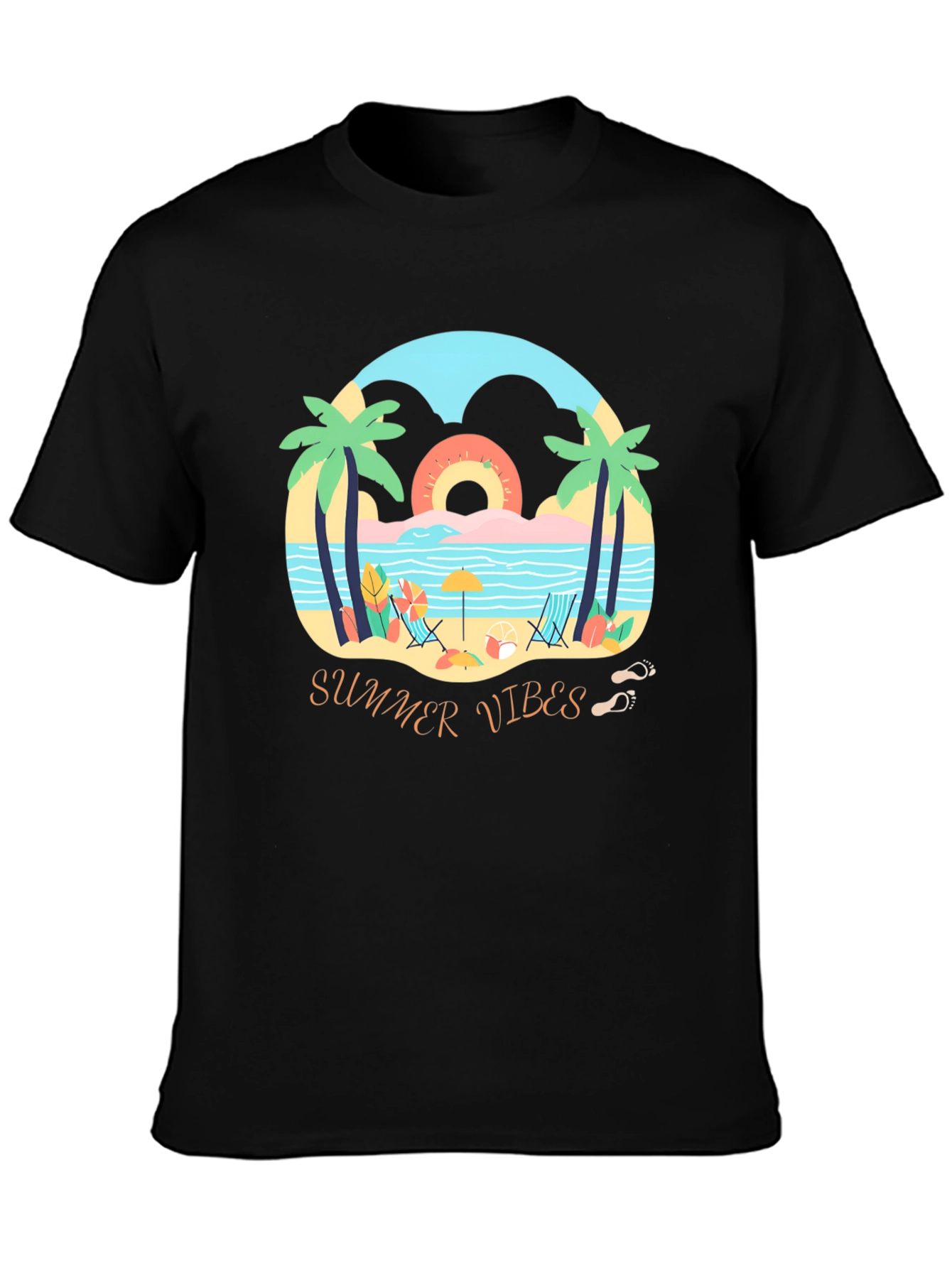 Summer Vibes Graphic Tee - Mens Black T-Shirt