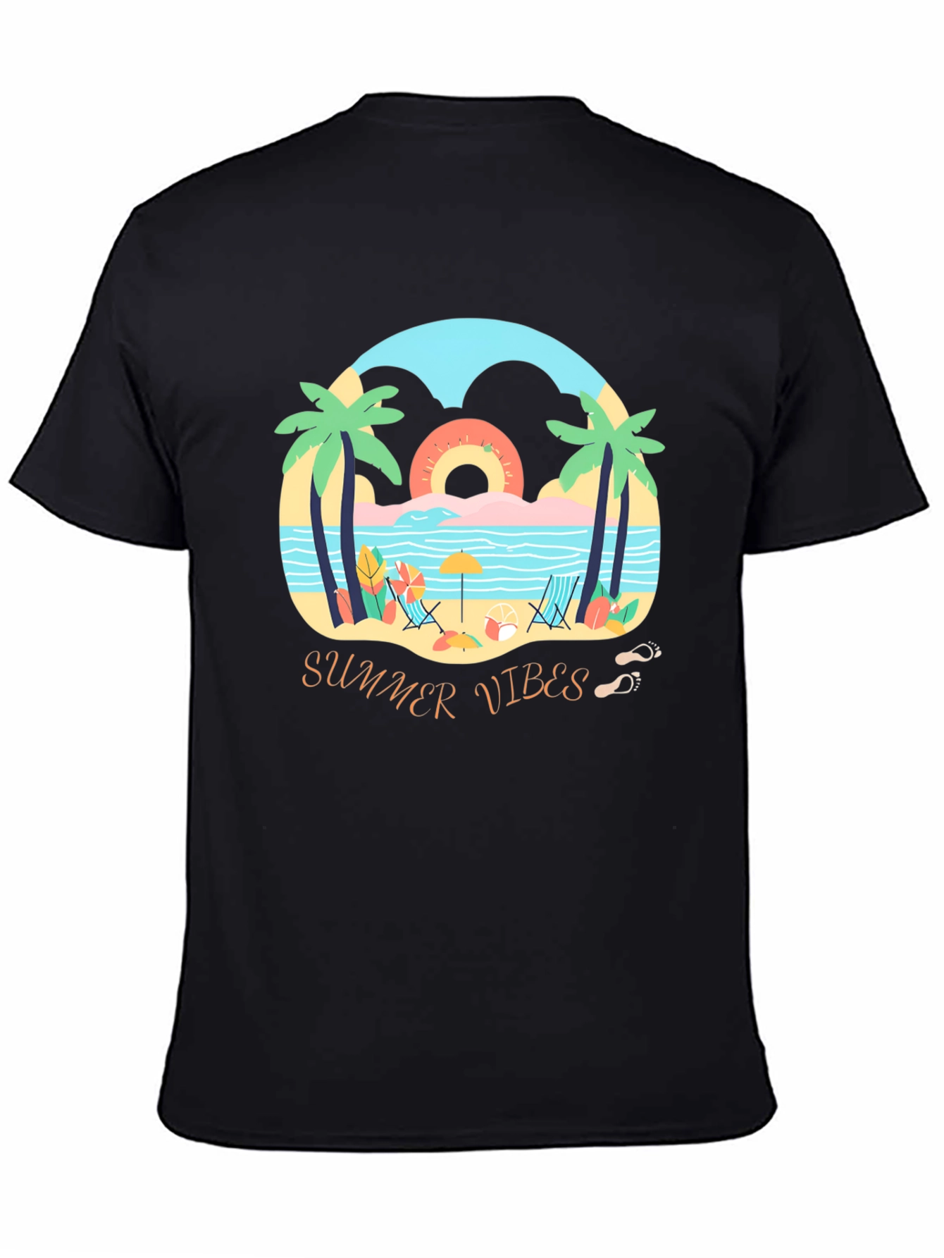 Summer Vibes Graphic Tee - Mens Black T-Shirt