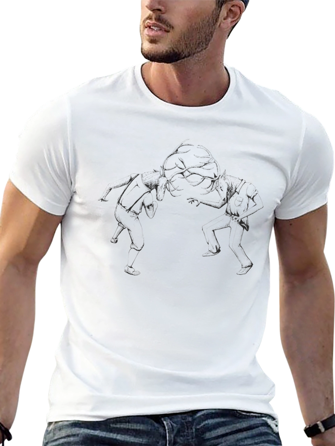 Mens Black Graphic Print Crew Neck T-Shirt