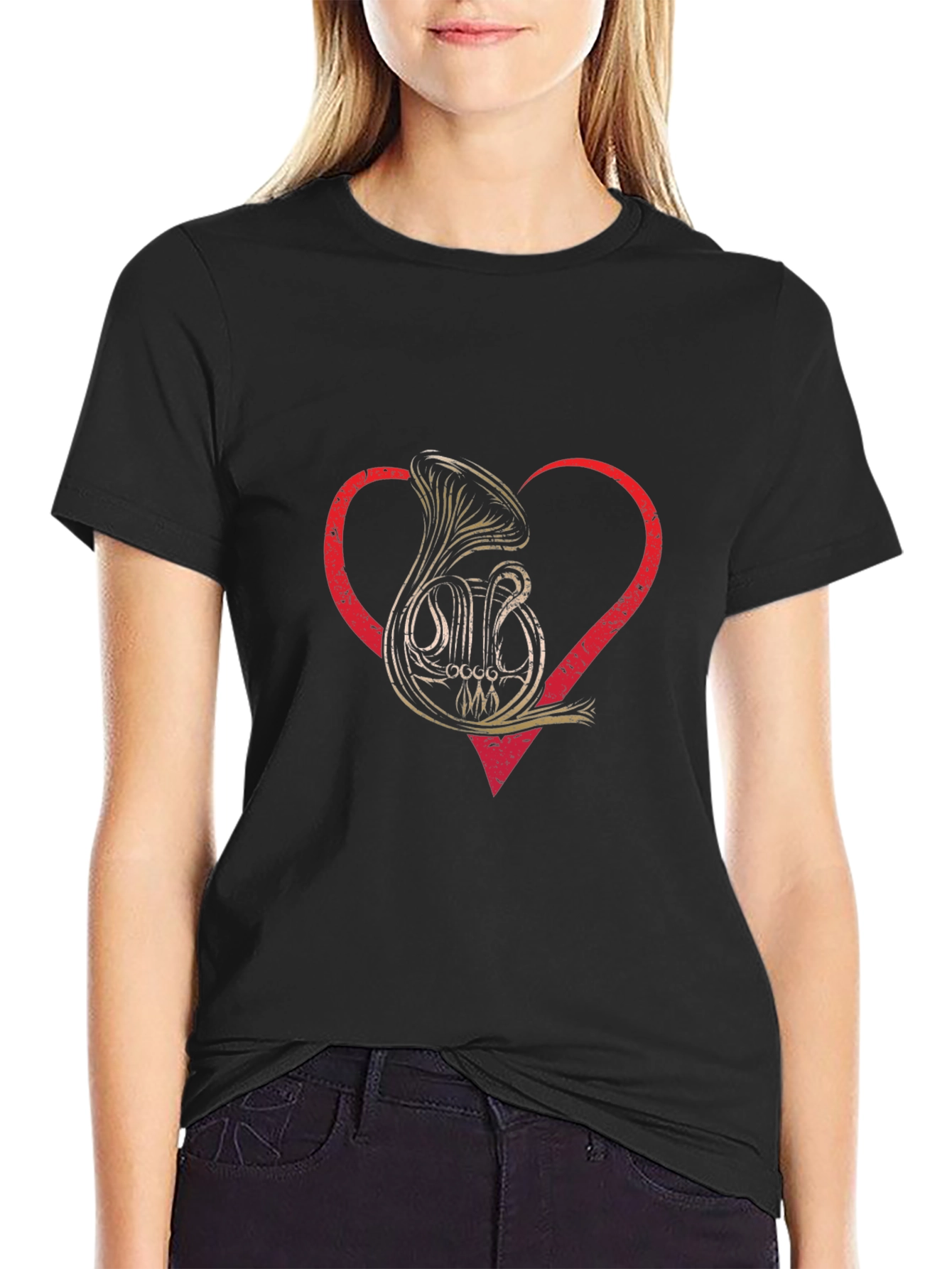 French Horn Heart T-Shirt Music Lover Tee
