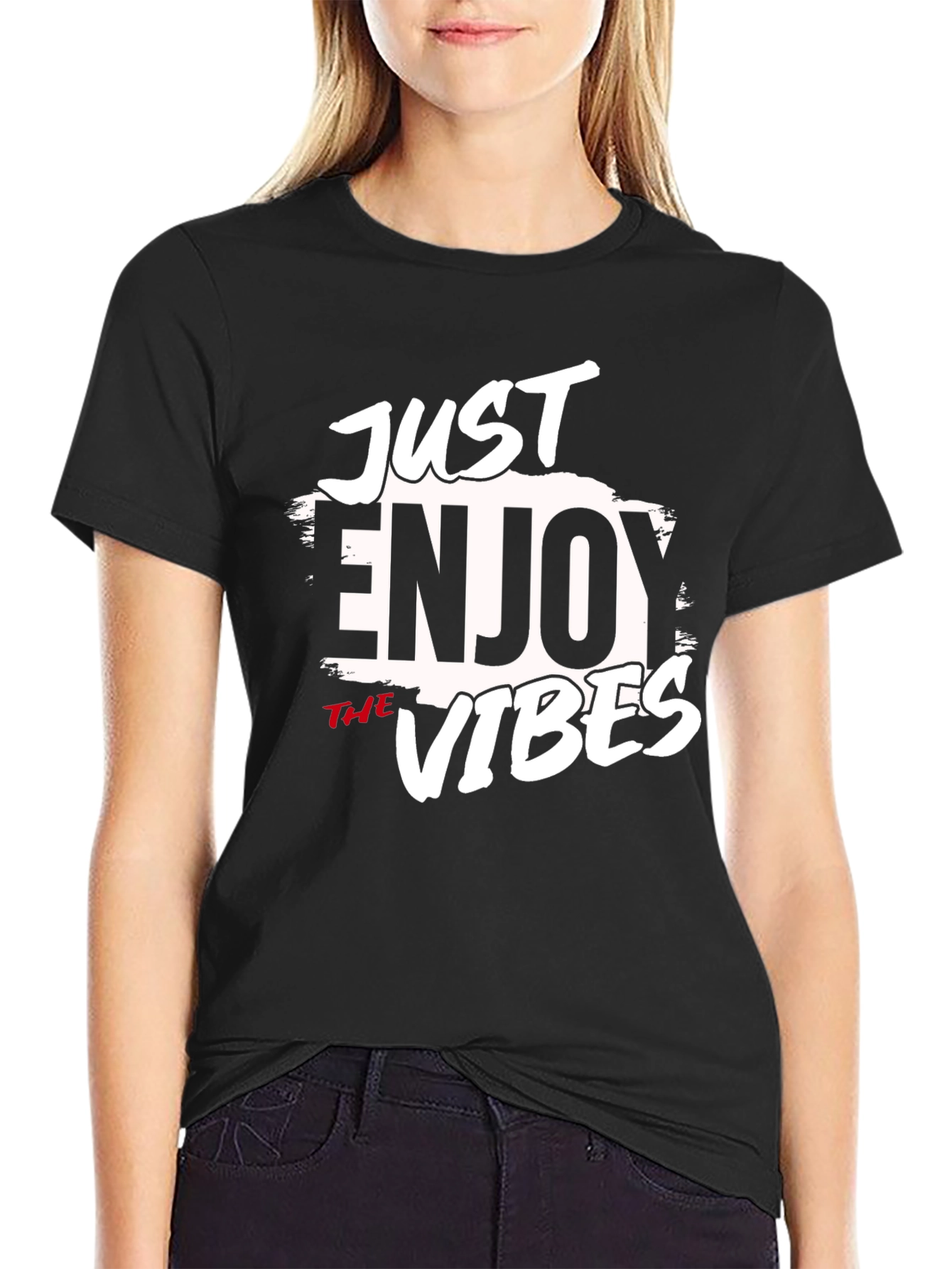 Just Enjoy The Vibes Black Graphic Tee