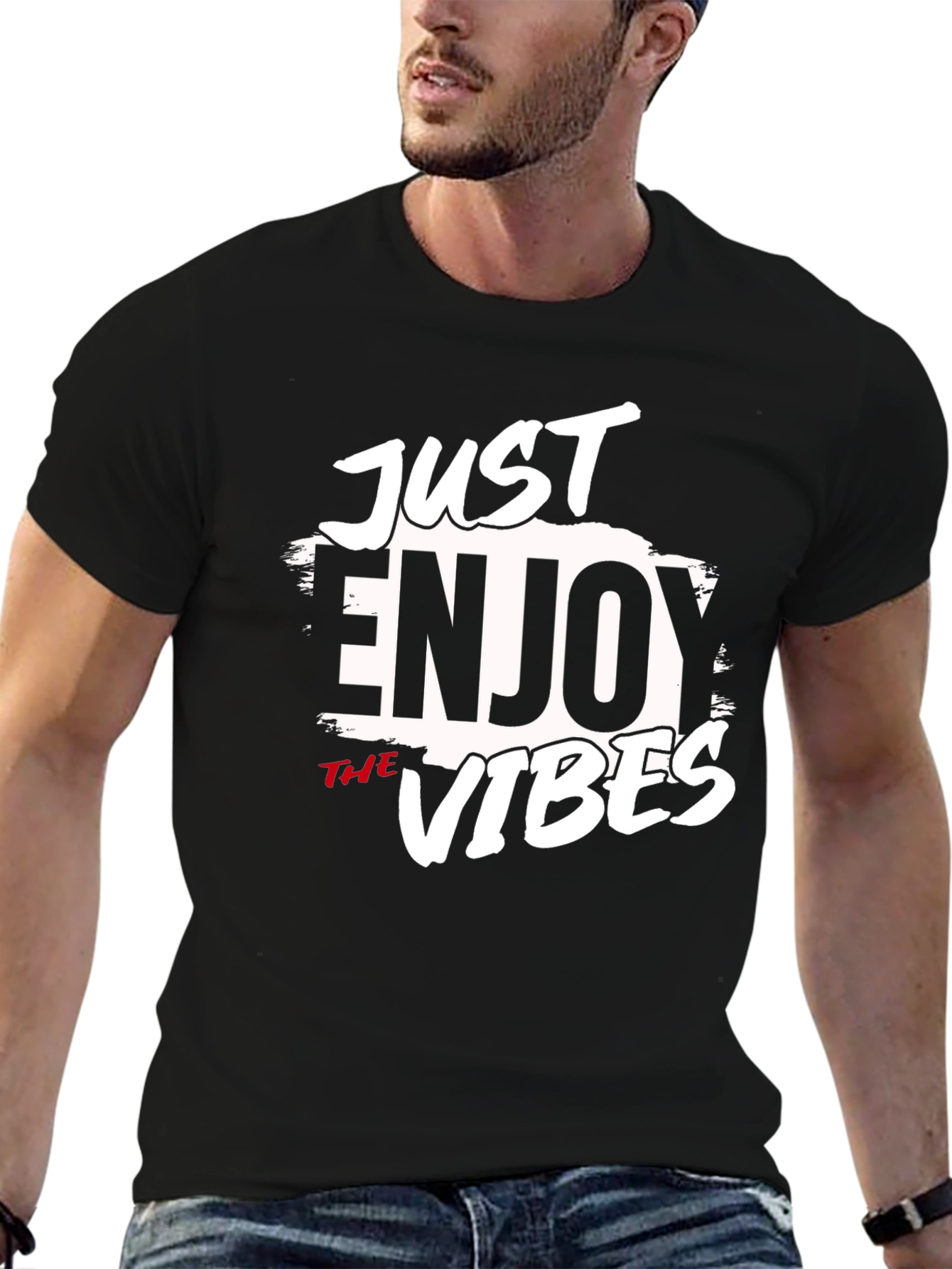 Just Enjoy The Vibes Black Graphic Tee