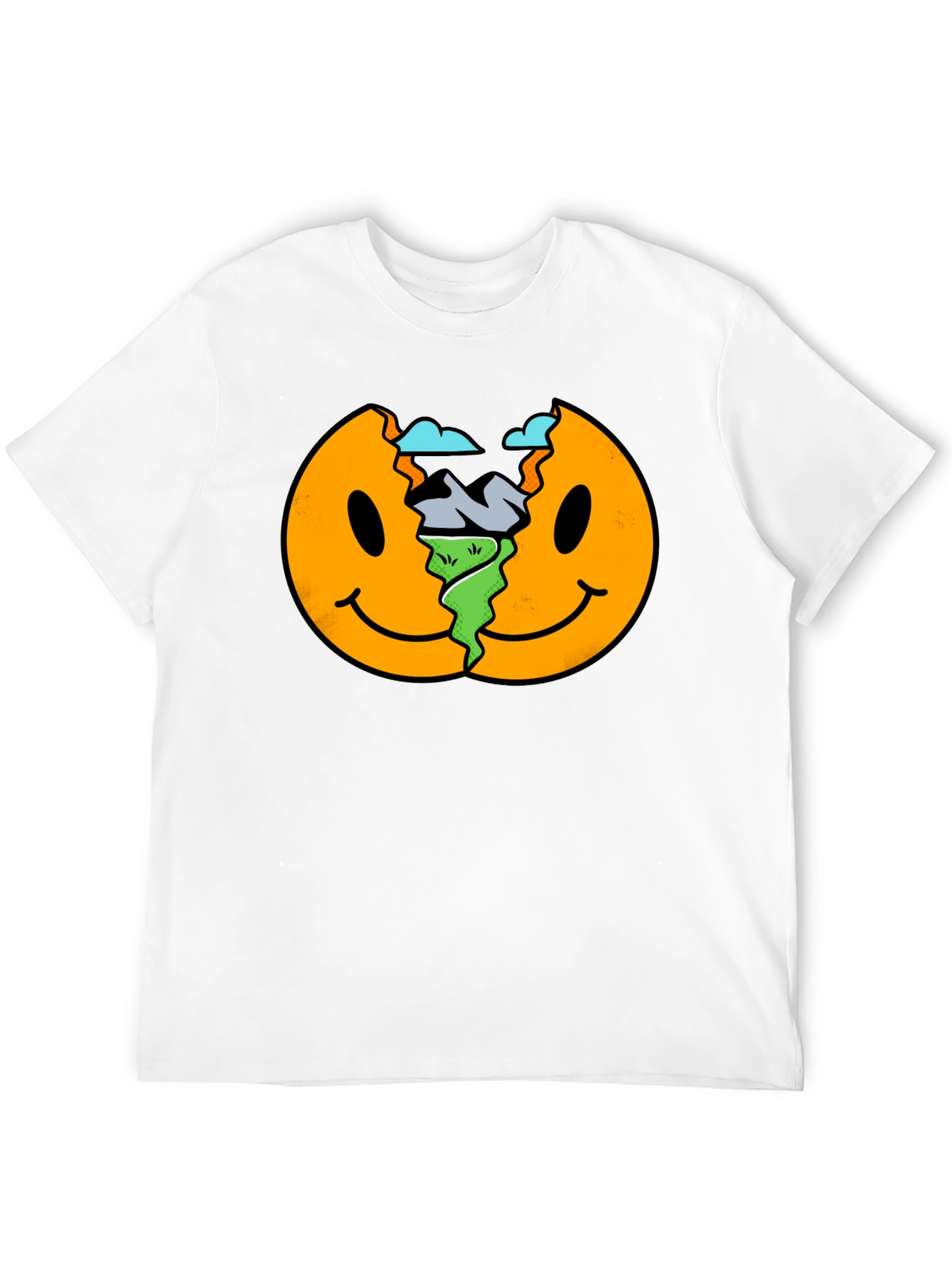 Smiley Face Landscape Black T-Shirt