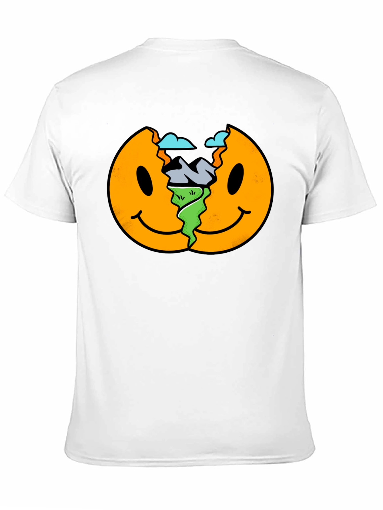 Smiley Face Landscape Black T-Shirt