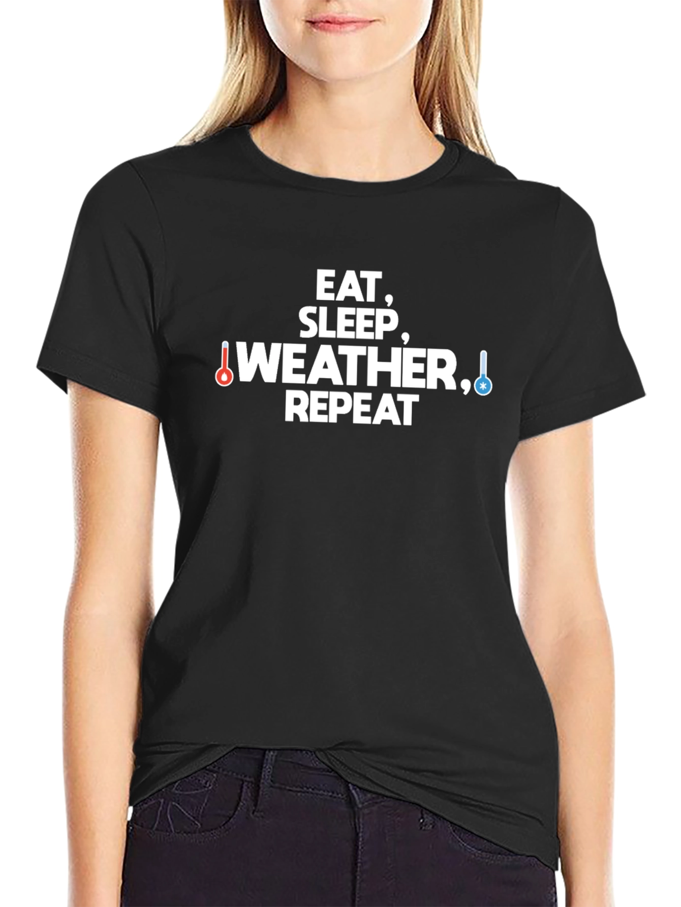 Eat Sleep Weather Repeat Graphic Tee