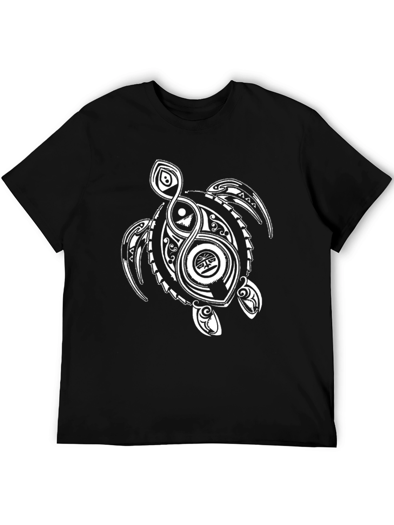 Tribal Turtle Graphic T-Shirt - Black