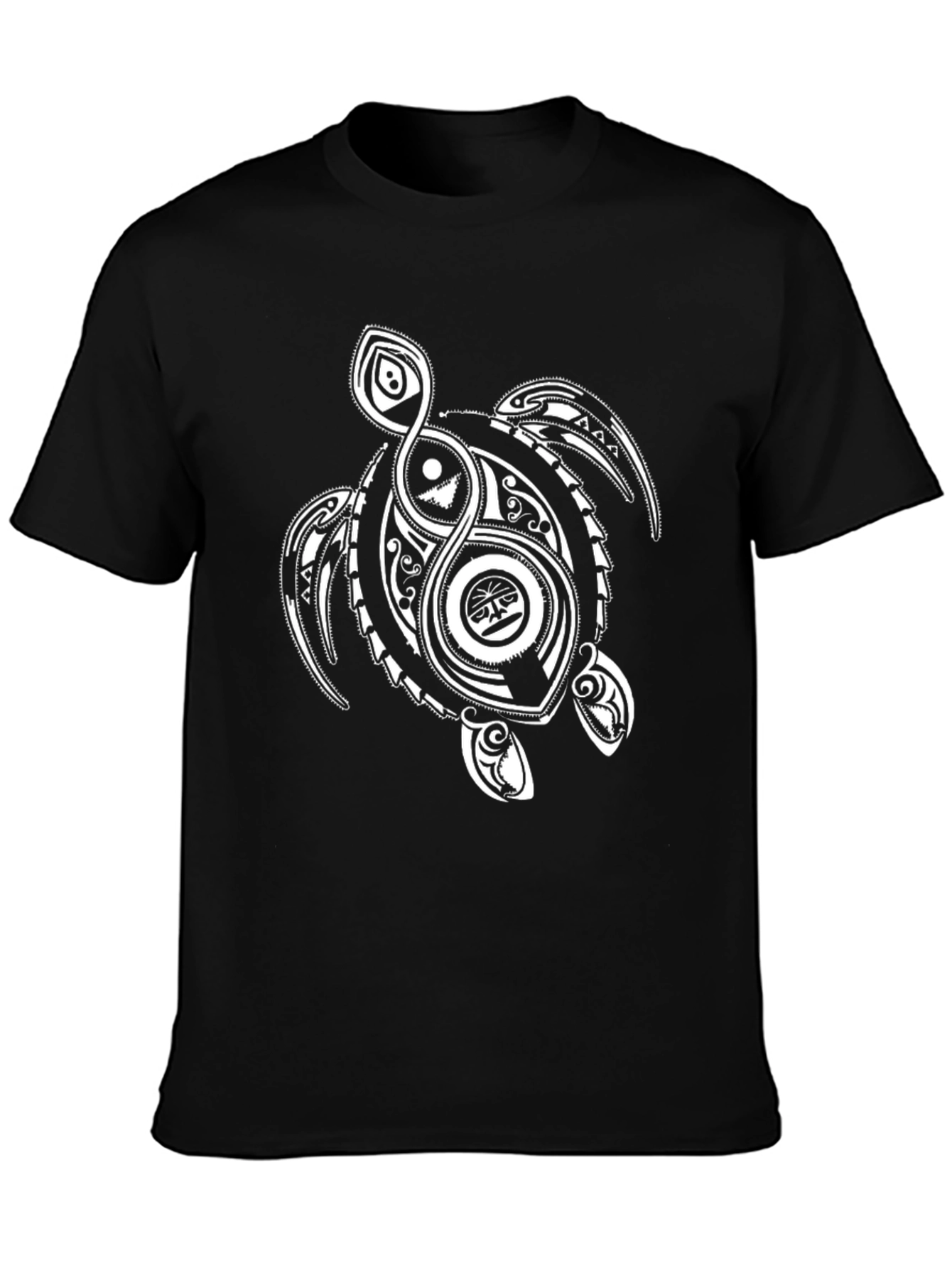 Tribal Turtle Graphic T-Shirt - Black