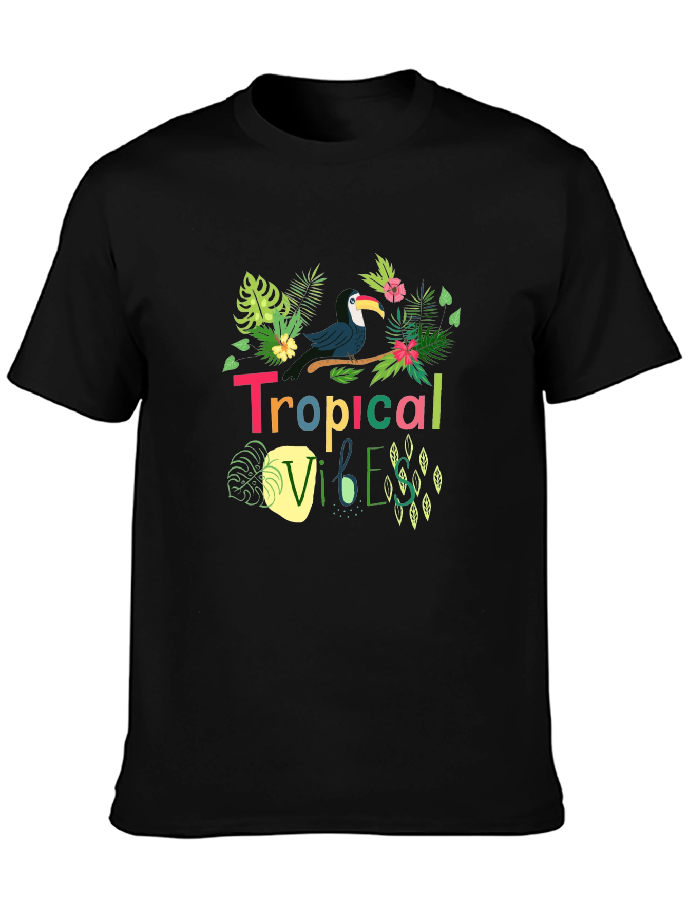Tropical Vibes Toucan Black T-Shirt