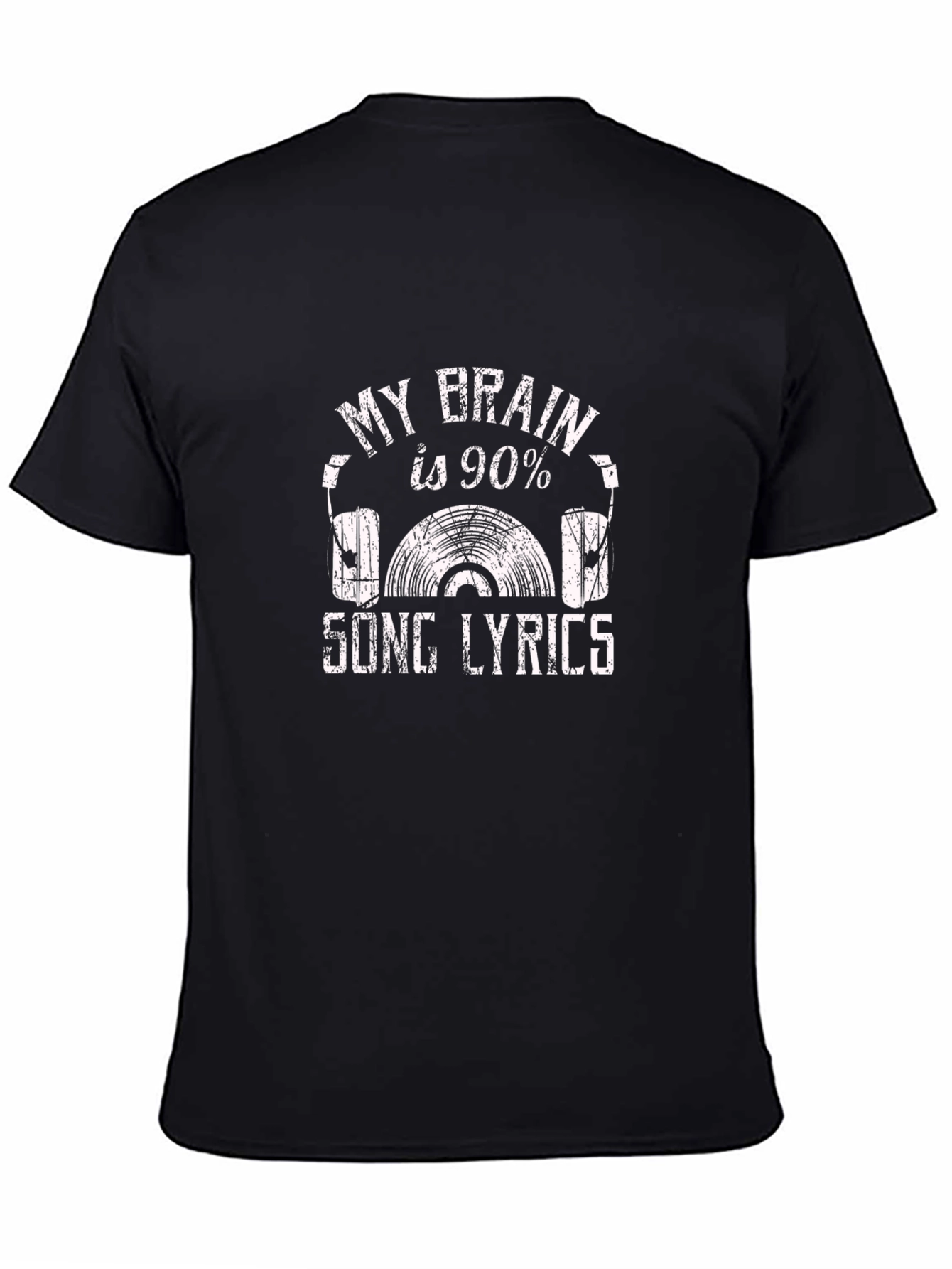 My Brain is 90% Song Lyrics Black T-Shirt